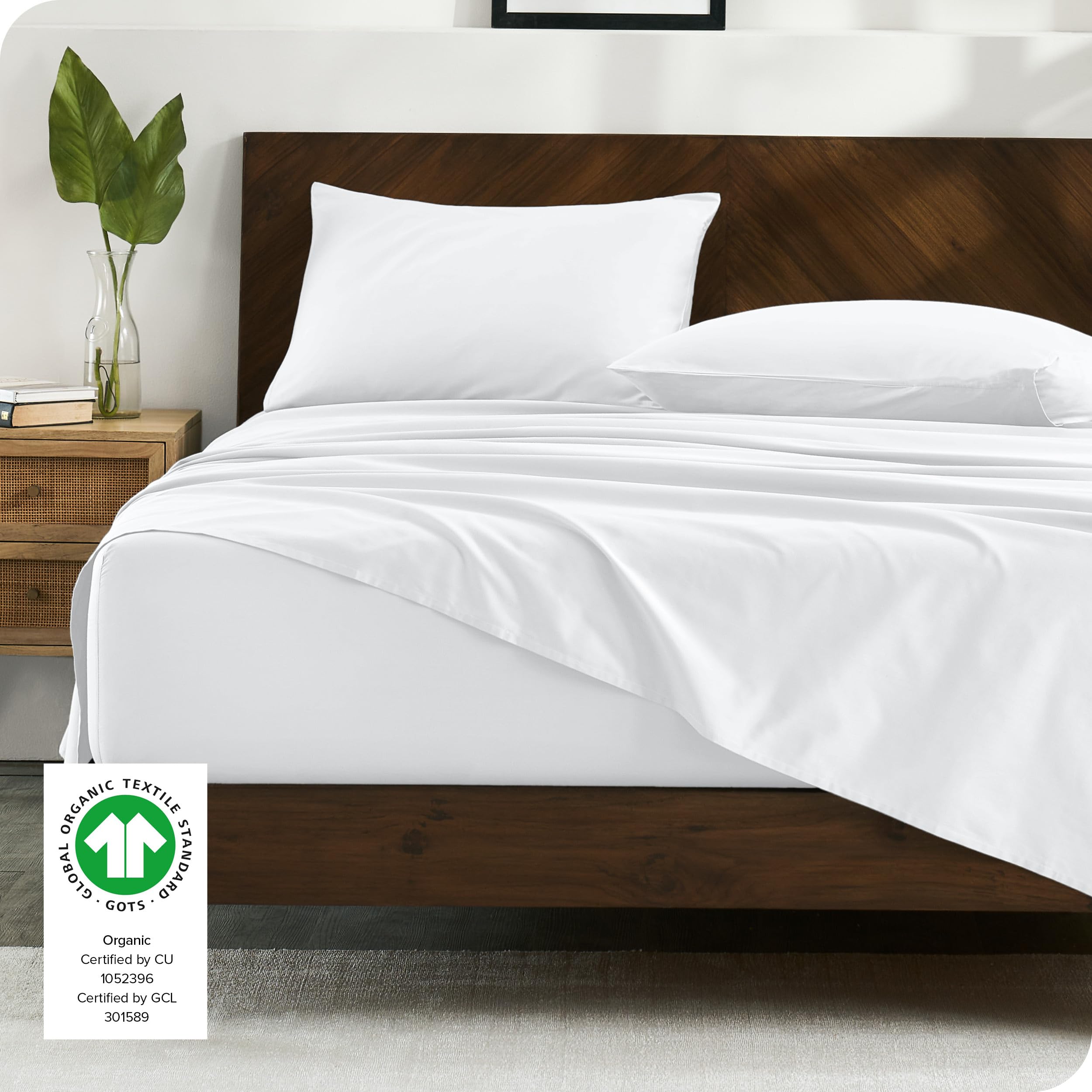 Bare Home 100% Organic Cotton Sateen King Size Pillowcase Set (Set of 2) - Ultra Soft & Breathable - Envelope Closure - White - Perfect for Luxury Bedding, Hotel-Style Comfort & Gift Giving