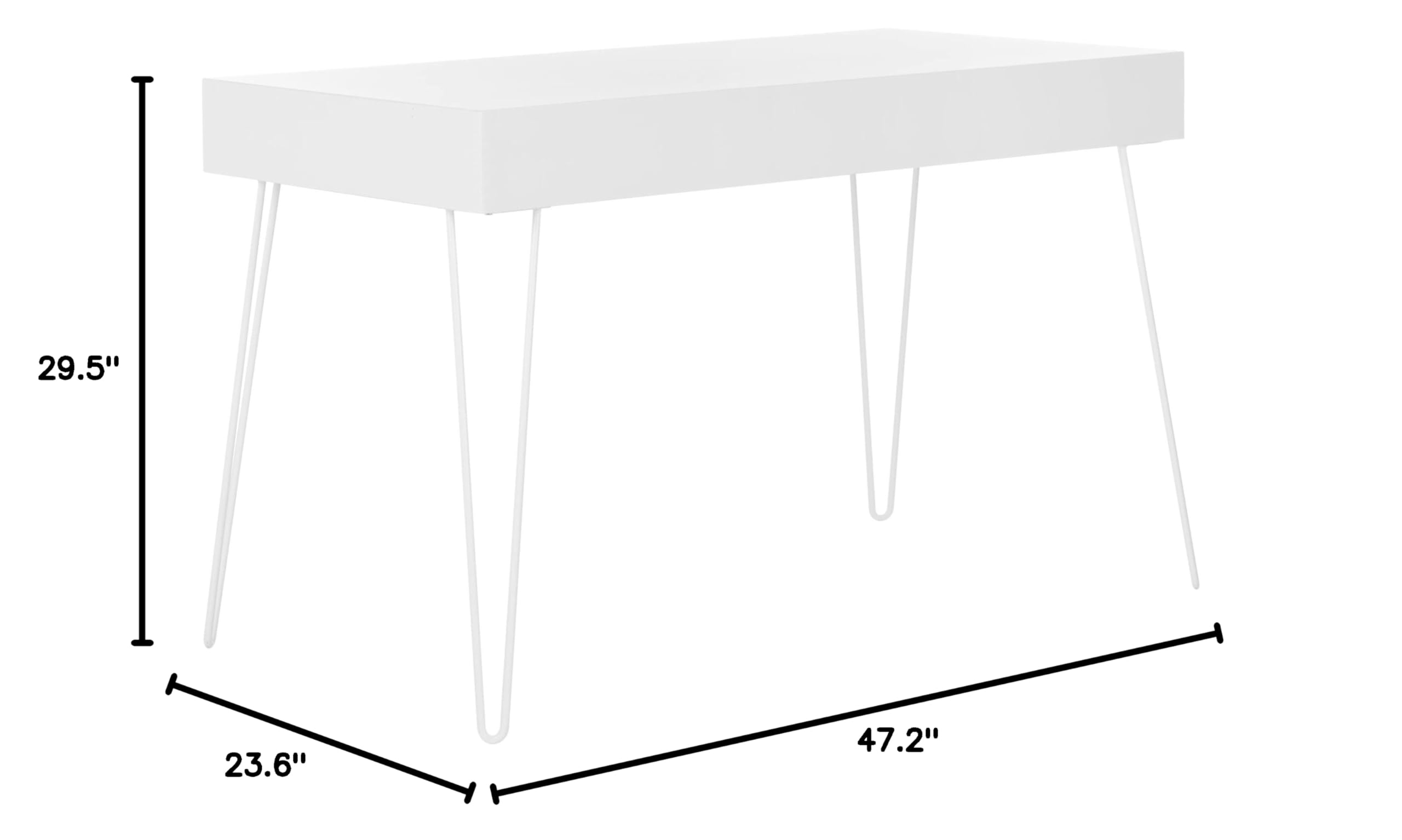 Safavieh Cade Mid Century Retro White Two-Drawer Writing Desk - Vintage Home Office Furniture for Small Spaces & Modern Workspaces
