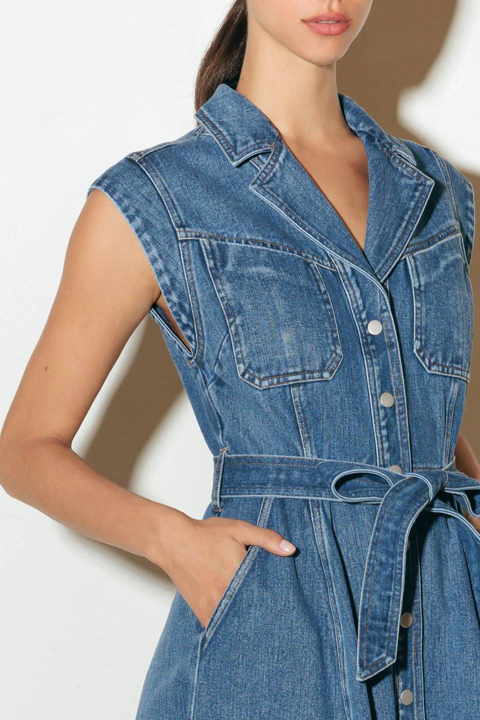 Ellery Washed Denim Midi Shirt Dress for Women | Casual & Office Wear | Perfect for Spring & Summer Outfits
