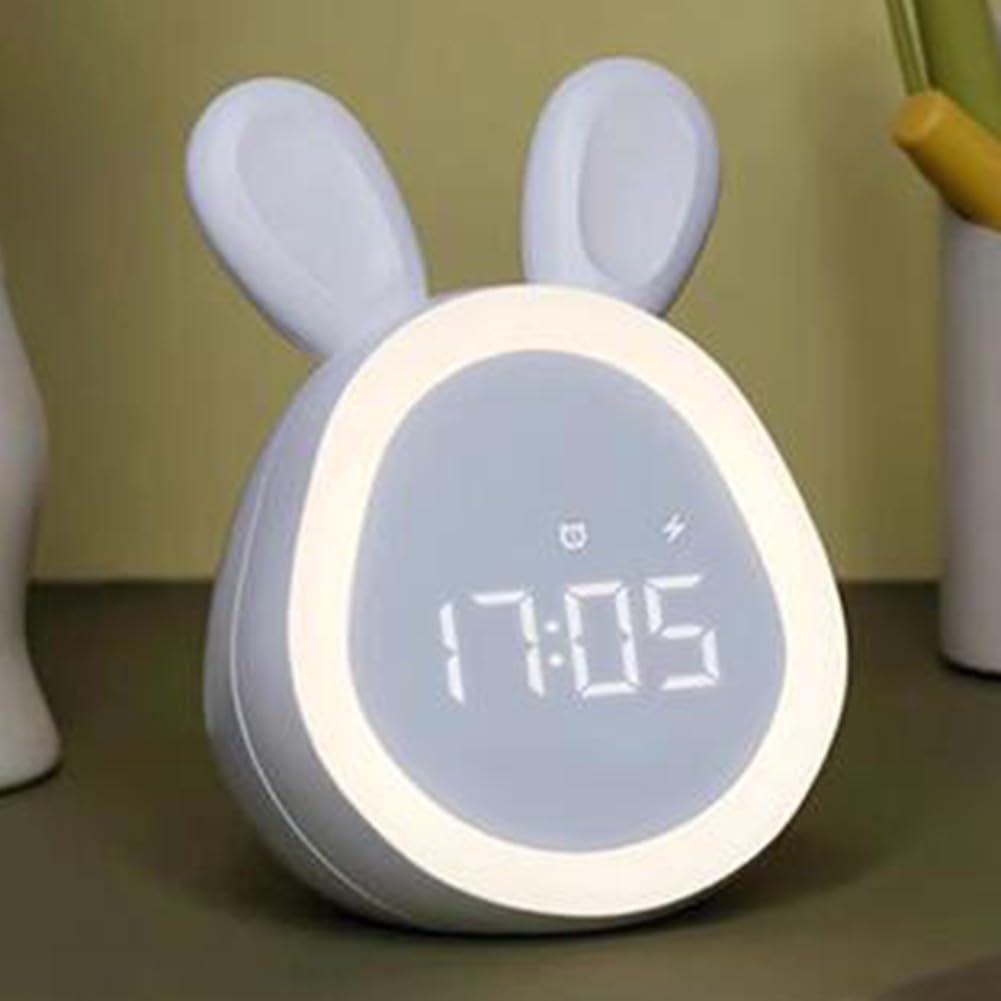 PETSTIBLE Digital Alarm Clock with LED Display, Night Light & Stepless Dimming - Perfect for Kids, Bedrooms & Home Use (White)