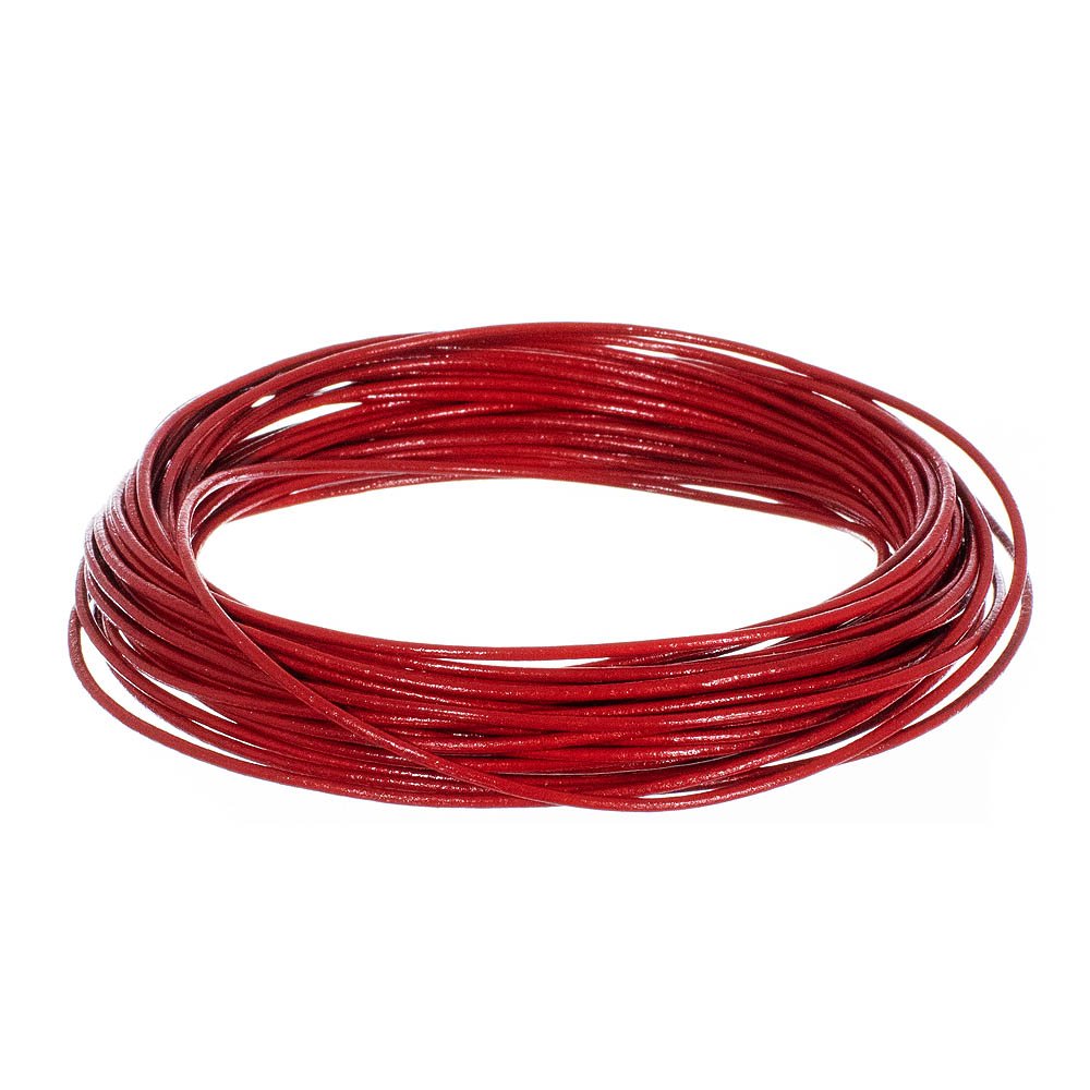 25 Yards 1.5mm Solid Round Genuine Red Leather Cord - Premium Braiding String for Jewelry Making, DIY Crafts & Leatherworking Projects (1.5mm Thickness, Vibrant Red)
