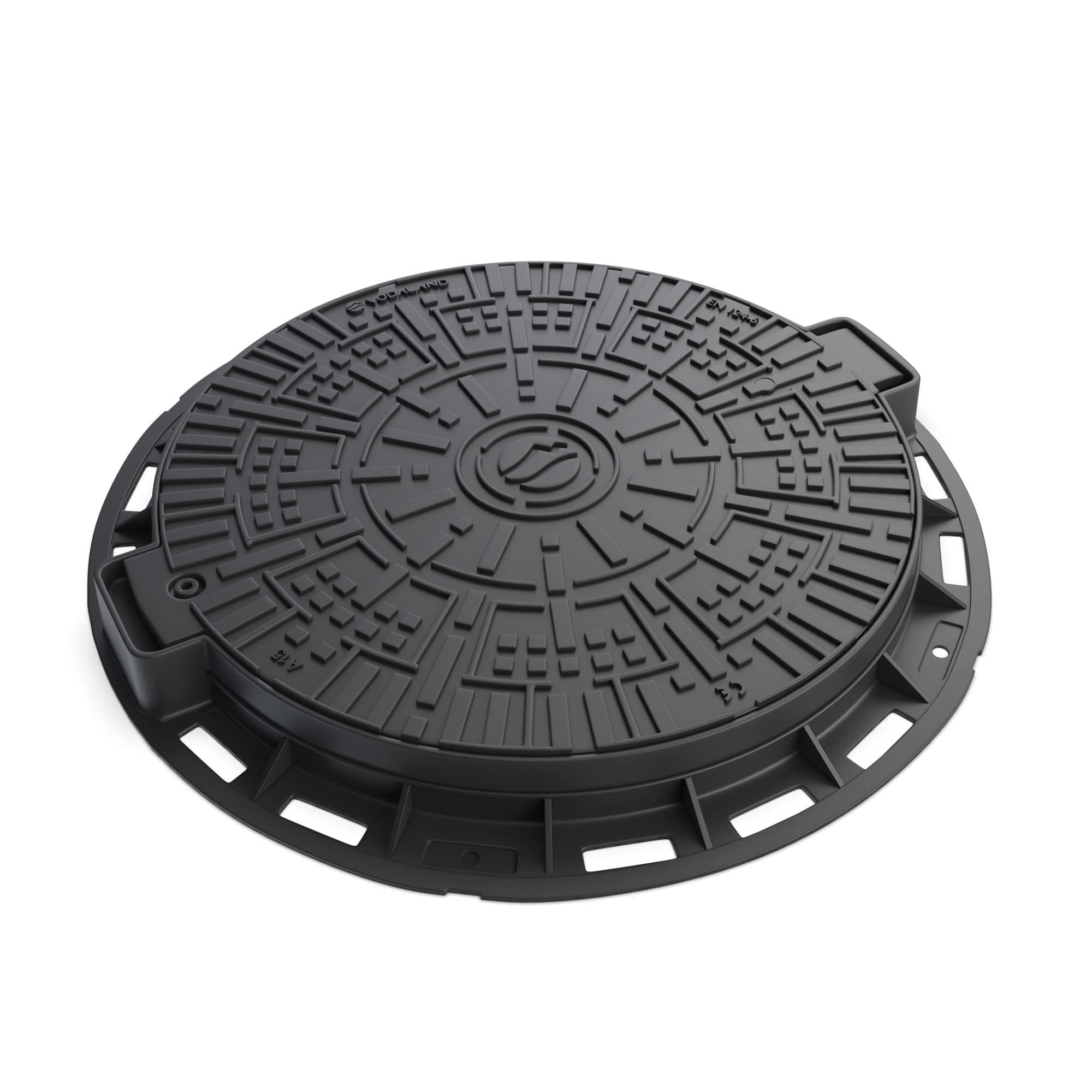 Vodaland Heavy-Duty Plastic Manhole Cover with Bolted Down Removable Lid - Reinforced Steel Frame for Maximum Durability - Ideal for Sewer, Drainage & Utility Access