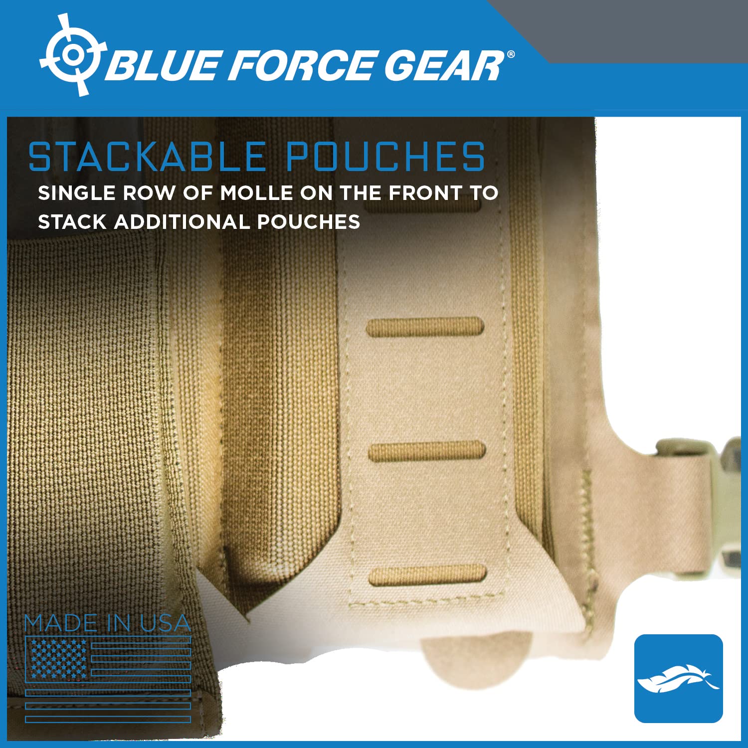 Blue Force Gear MOLLE Single Stack Magazine Pouch - Stackable Airsoft Magazines Holder (3 x 6 Inches) - Tactical Gear for Airsoft, Hunting & Outdoor Adventures