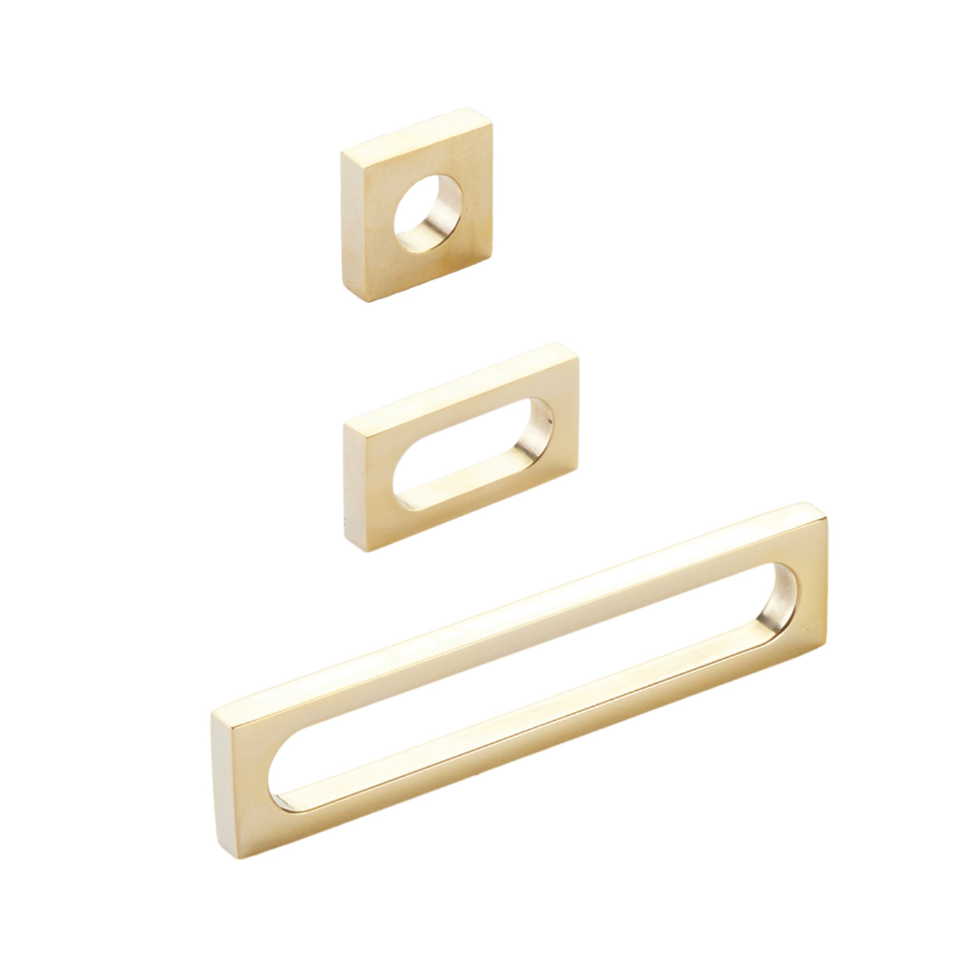 Vintage Unlacquered Brass Loop Square Drawer Pulls & Cabinet Knobs - Heavy Duty Solid Brass Hardware for Kitchen Cabinets, Dressers & Furniture Restoration (Set of 10)