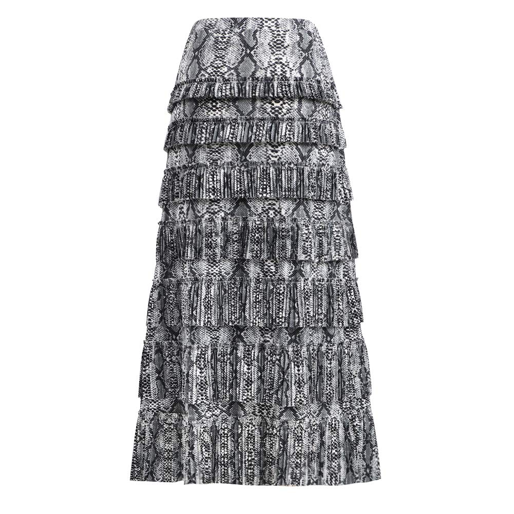GATHY Women's 7-Tiered Bohemian Layered Pleated Ruffles Maxi Skirt - Perfect for Beach Vacations, Music Festivals & Boho Chic Outfits