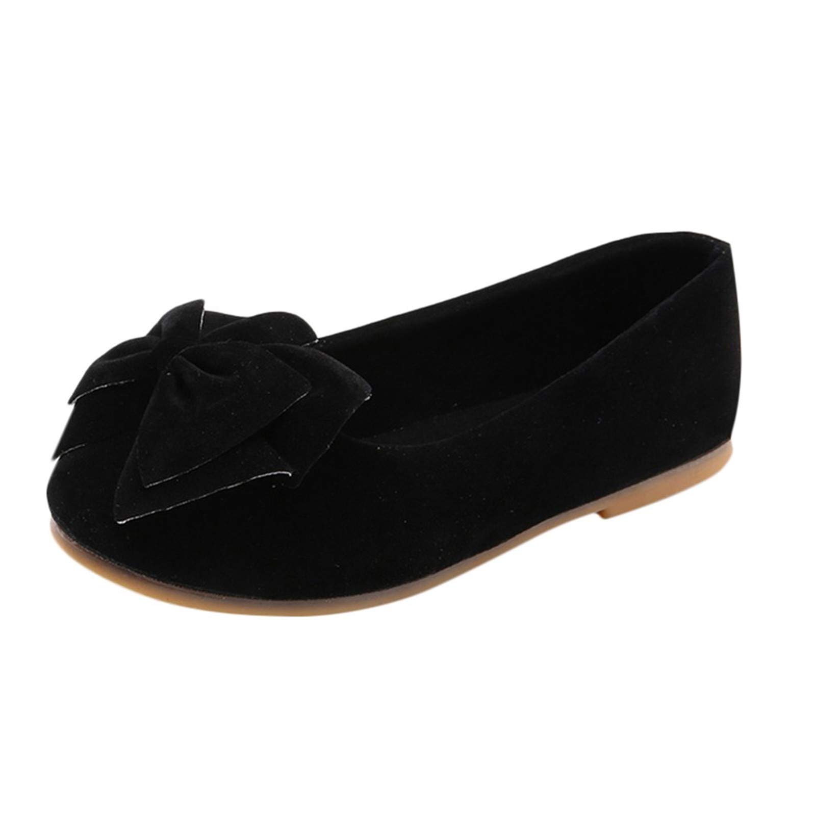 Baby Girls Mary Jane Suede Flats - Soft Ballet Shoes with Bowknot for Toddlers & Infants | Comfortable Slip-On Dress Shoes for Weddings, Parties & Daily Wear