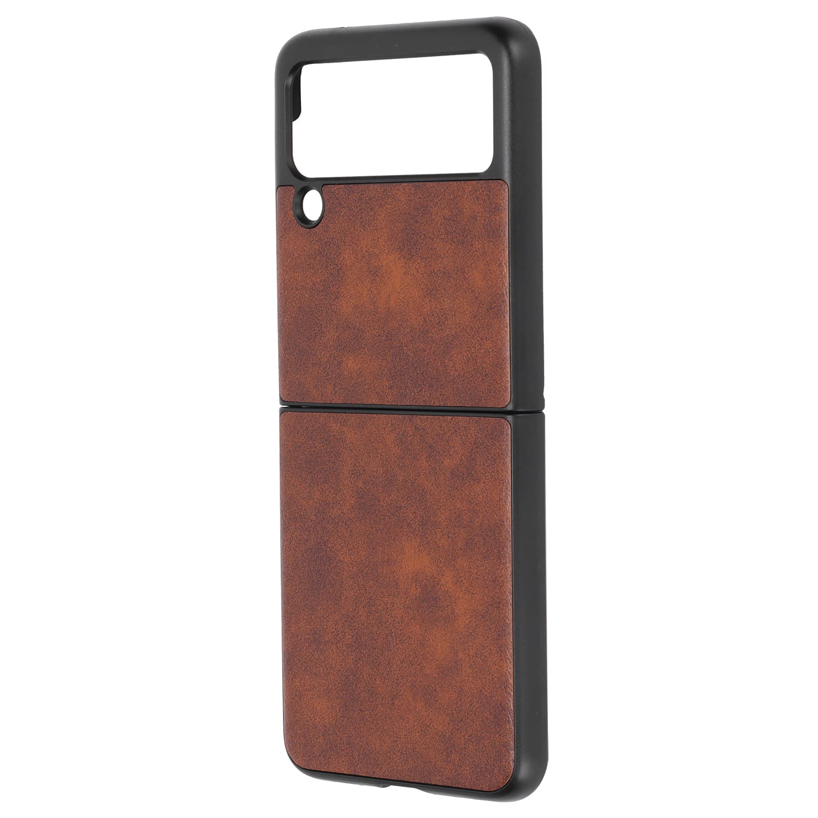 Premium Leather Texture Phone Case for Samsung Z Flip 3 - Durable, Scratch-Resistant Business Cover with Slim Design | Perfect for Office, Travel & Everyday Protection (Brown)