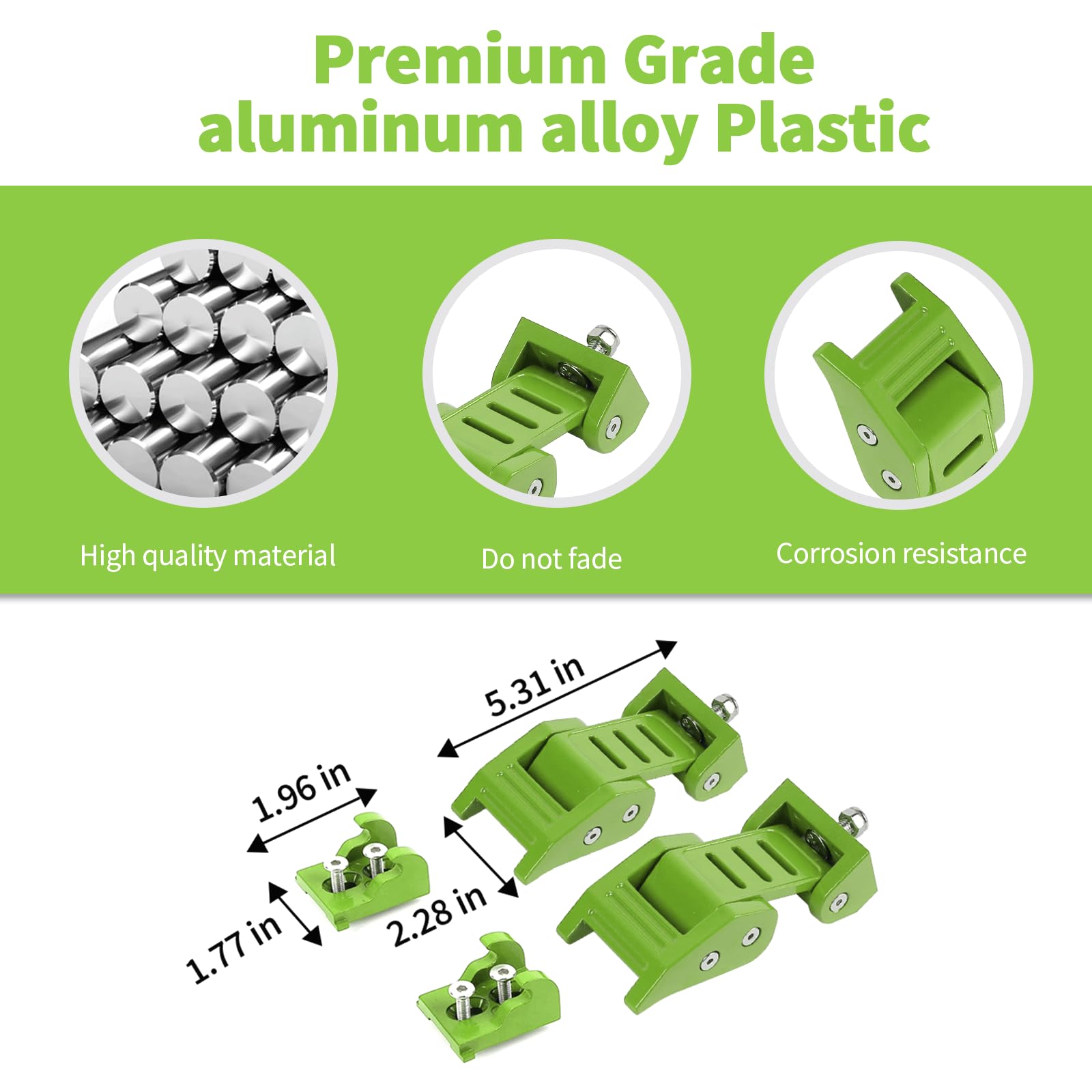 Stainless Steel Hood Latch Kit for 2007-2018 Jeep Wrangler JK/JKU & 2018-2025 JL/JLU/Gladiator JT - Durable Green Exterior Accessories for Off-Roading & Adventure