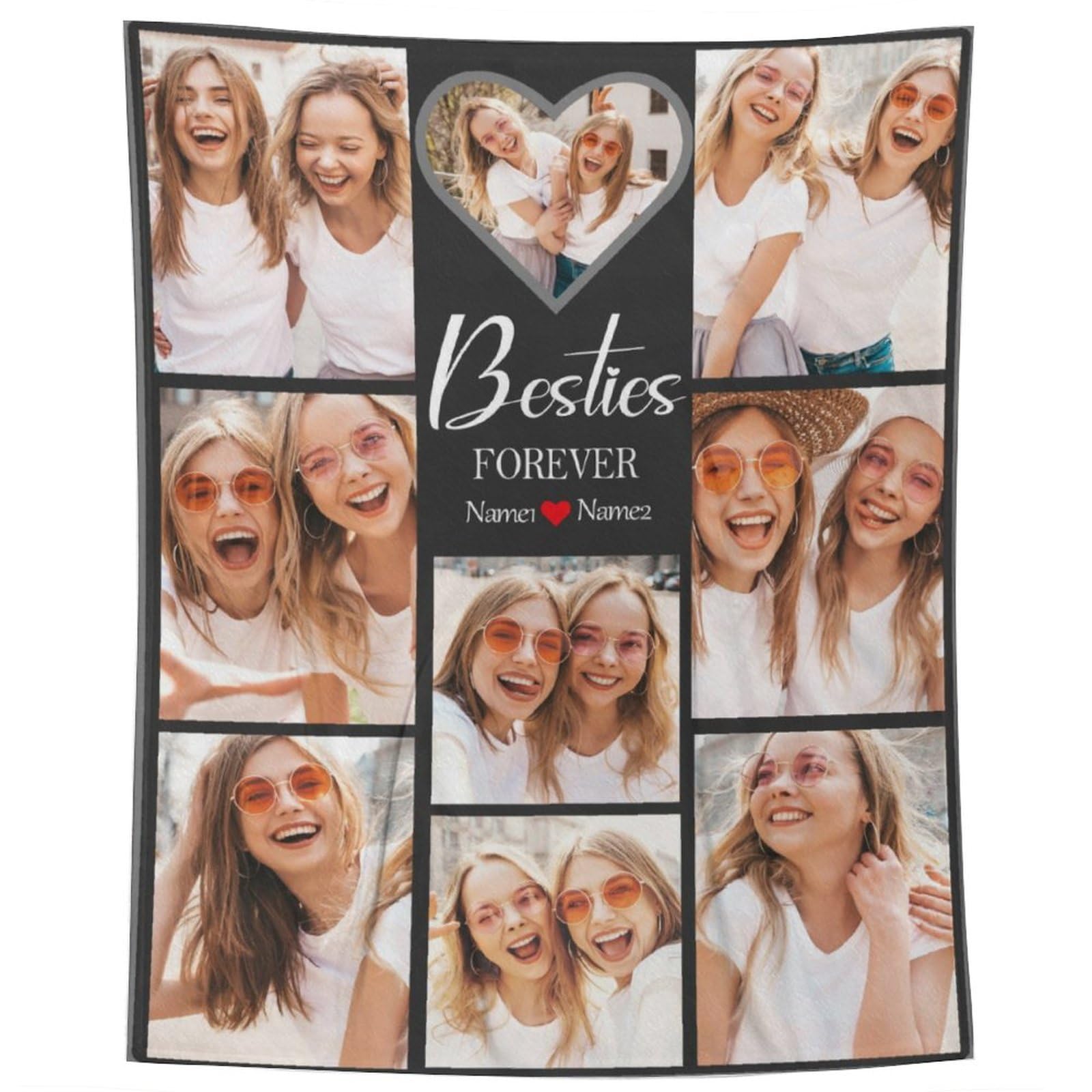 Personalized Photo Blankets for Best Friends - Custom Gifts for Women, Made in USA - Perfect for Birthdays, Anniversaries, and Cozy Nights at Home