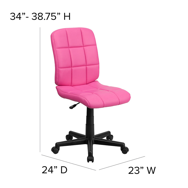 FLASH Clayton Mid Back Black Quilted Vinyl Swivel Task Office Chair with Arms - Ergonomic Desk Chair for Home Office, Computer Workstation & Conference Room