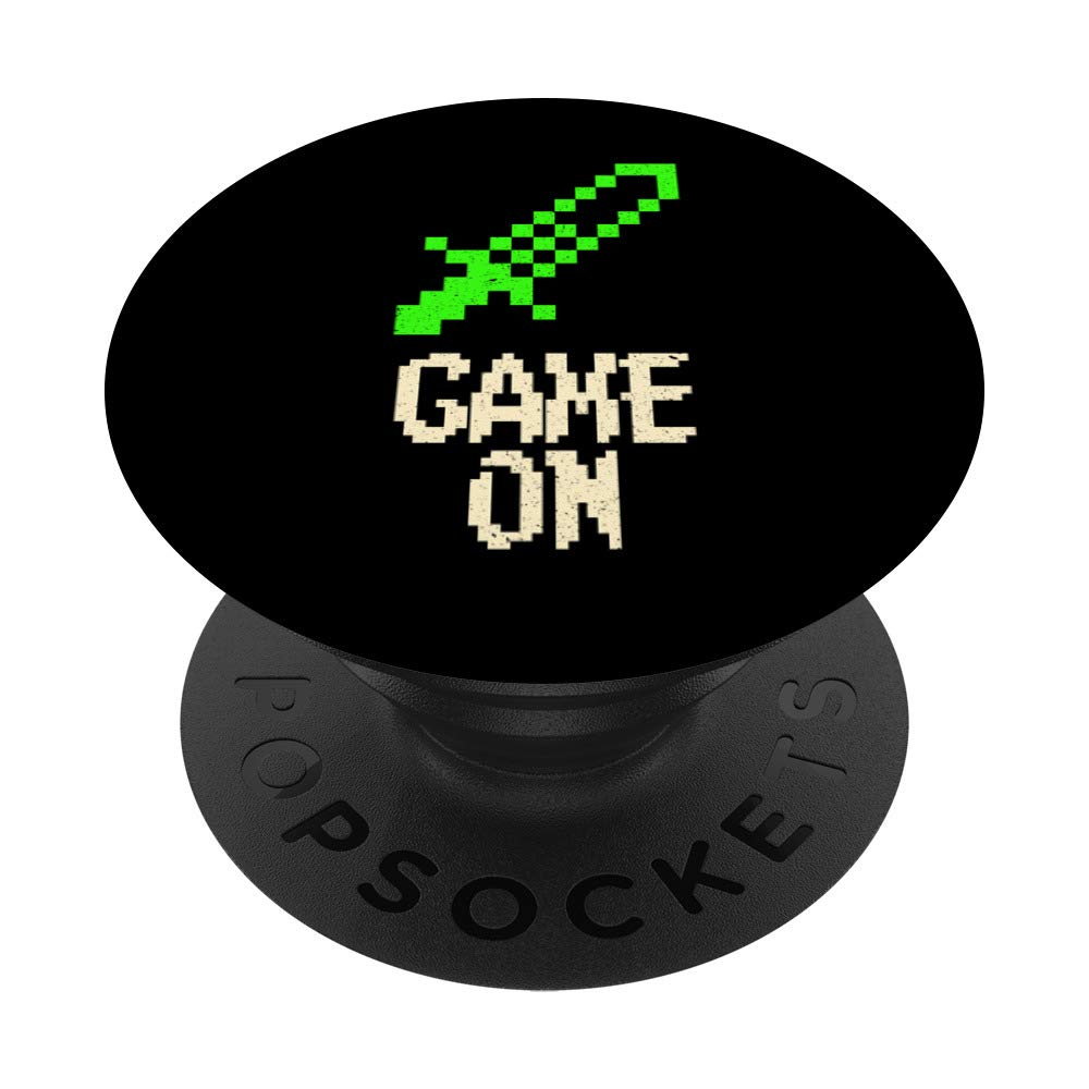 Game On Video Gamer Sword Design PopSockets PopGrip - Interchangeable Phone & Tablet Stand with Grip - Perfect for Gaming, Streaming & Everyday Use