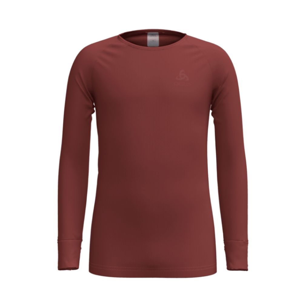 Odlo Kids' Active Thermal Crew Top - Spiced Apple Color | Warm Base Layer for Cold Weather Sports & Outdoor Activities