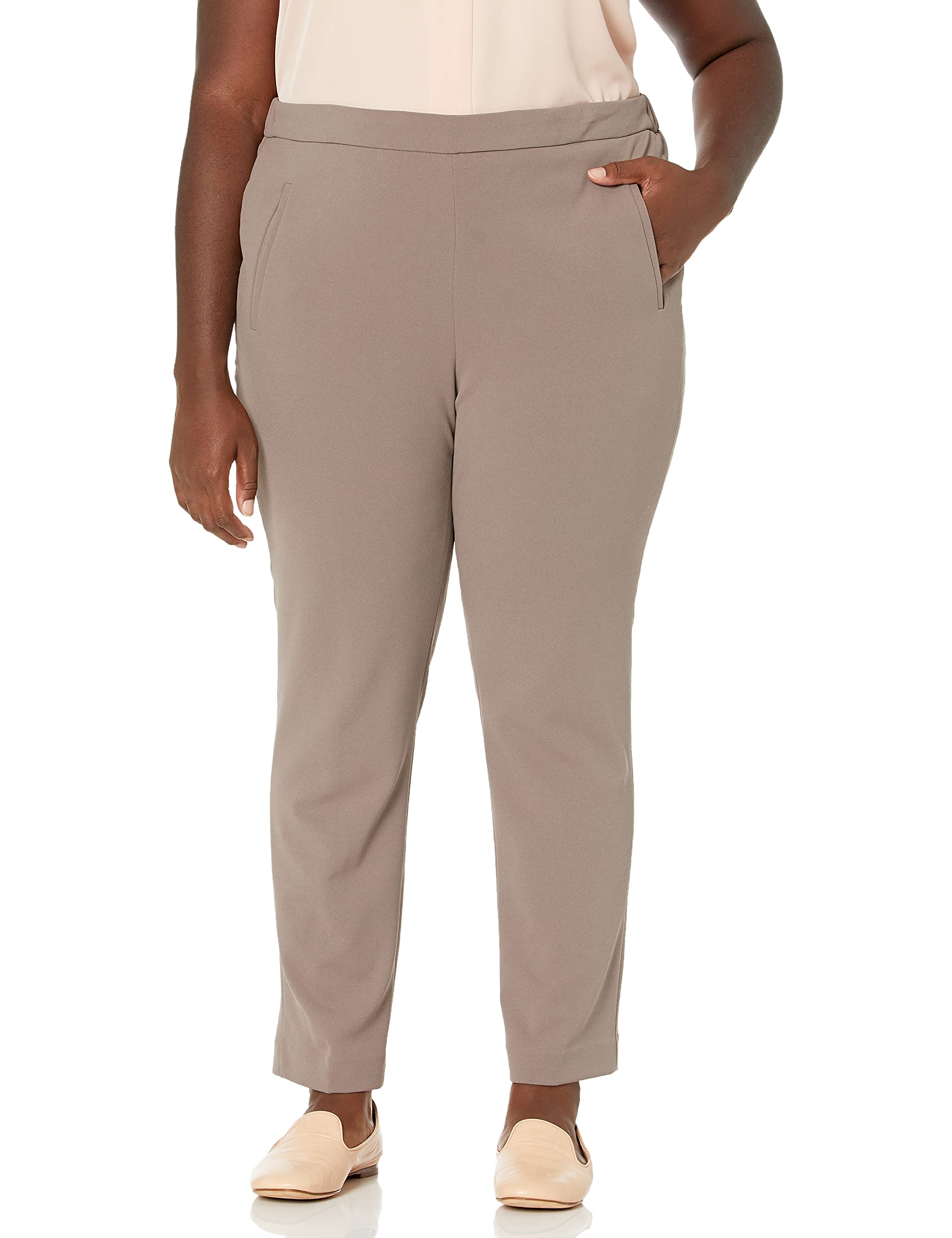 NINE WEST Women's Drapey Crepe Pants - Comfortable Pull-On Trousers for Work & Travel