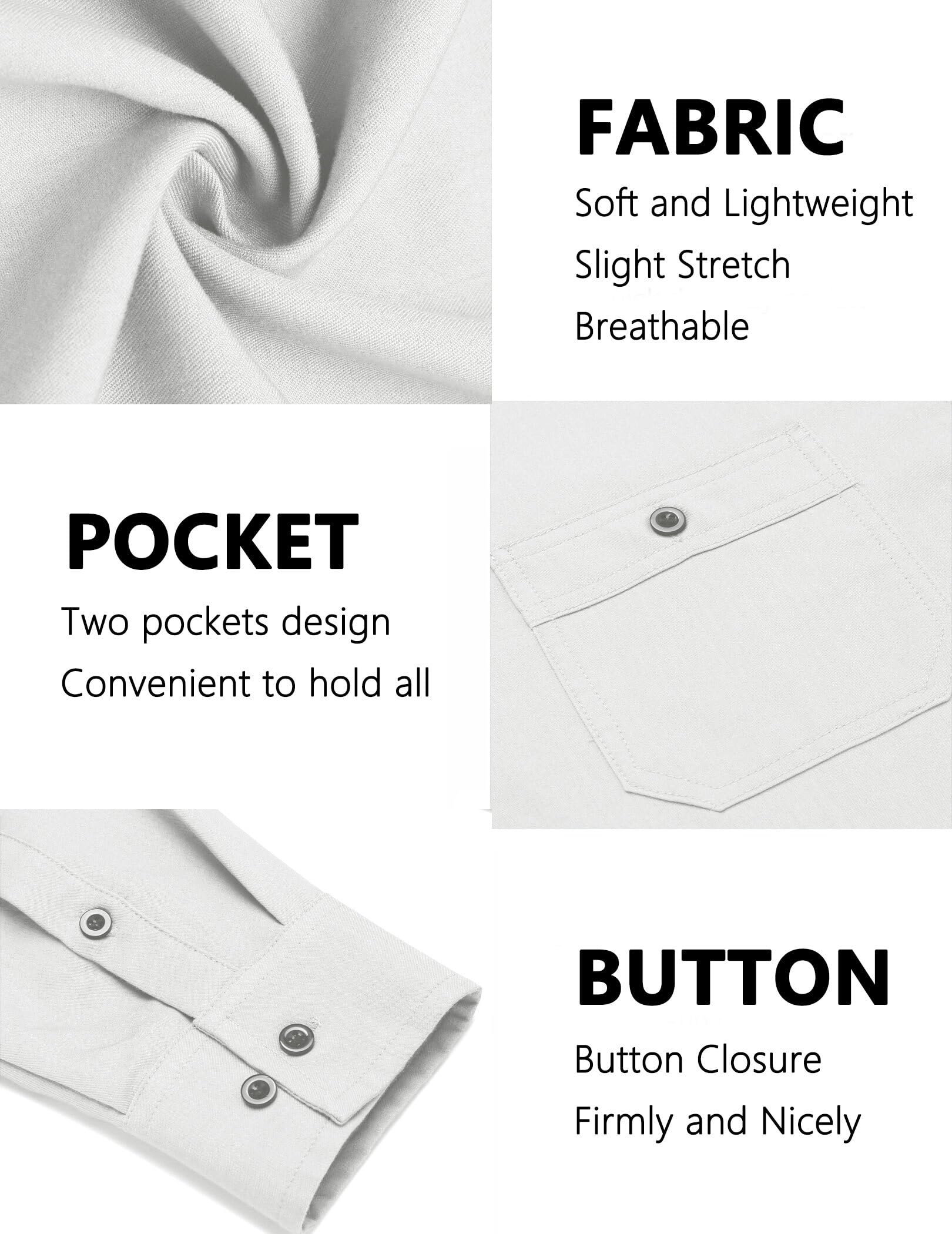 COOFANDY Men's Casual Button Down Shirts - Long Sleeve Wrinkle Free Dress Shirts for Business & Office Wear - Perfect for Work, Date Night & Formal Occasions