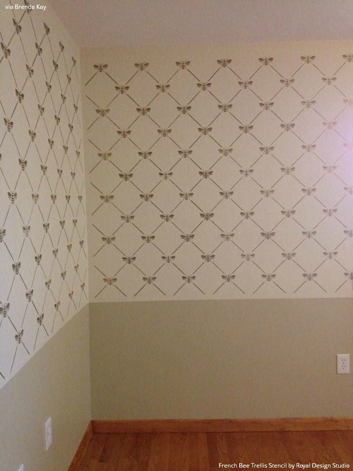French Bee Trellis Stencil - Reusable DIY Wall Art Template for Home Decor, Garden Projects & Crafting - Perfect for Painting, Stenciling on Wood, Fabric, and Furniture
