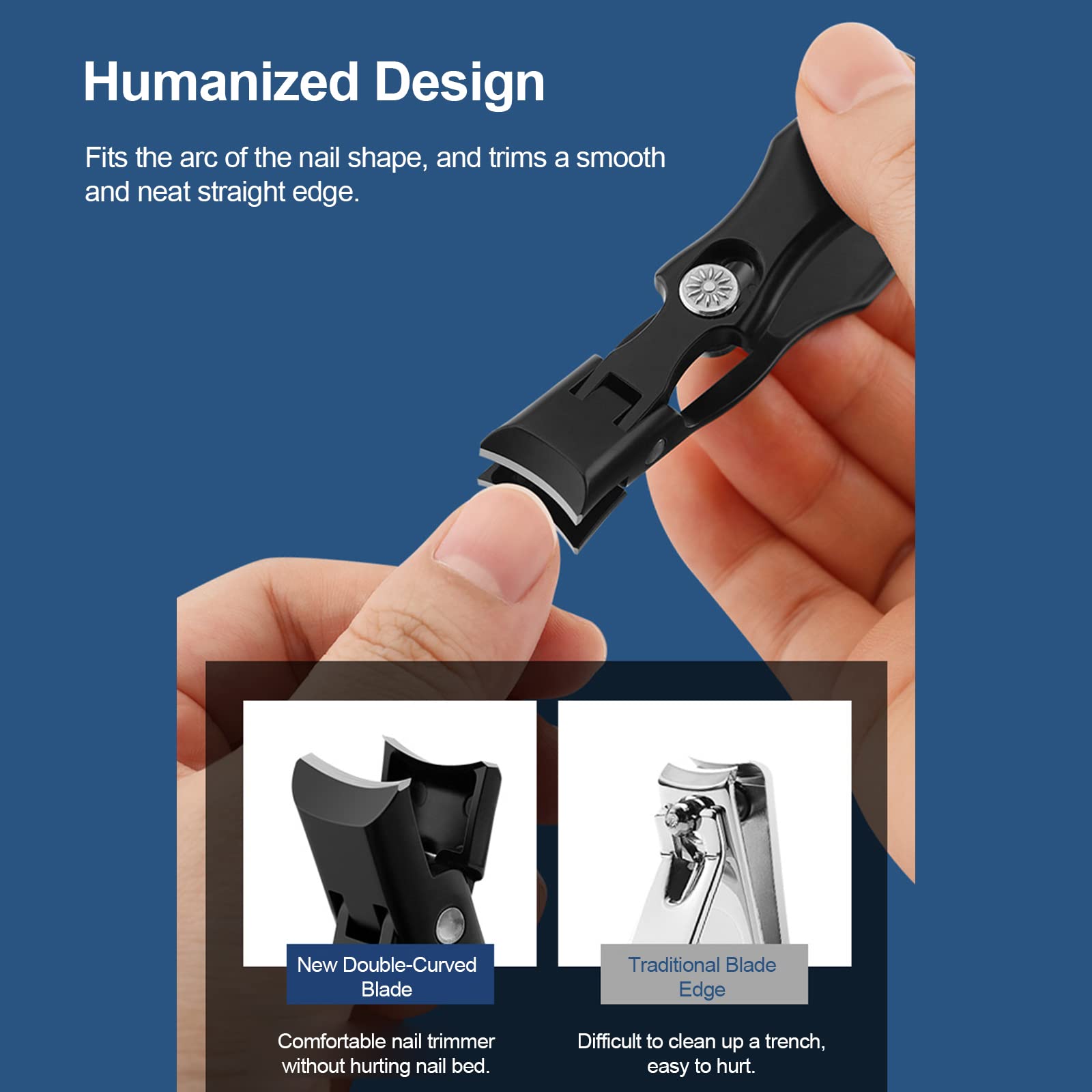 Premium Stainless Steel Nail Clipper for Thick Nails - Wide Jaw Ergonomic Toenail & Fingernail Trimmer with Catcher & Splash-Proof Design - Perfect for Seniors, Diabetics & Home Grooming Kits