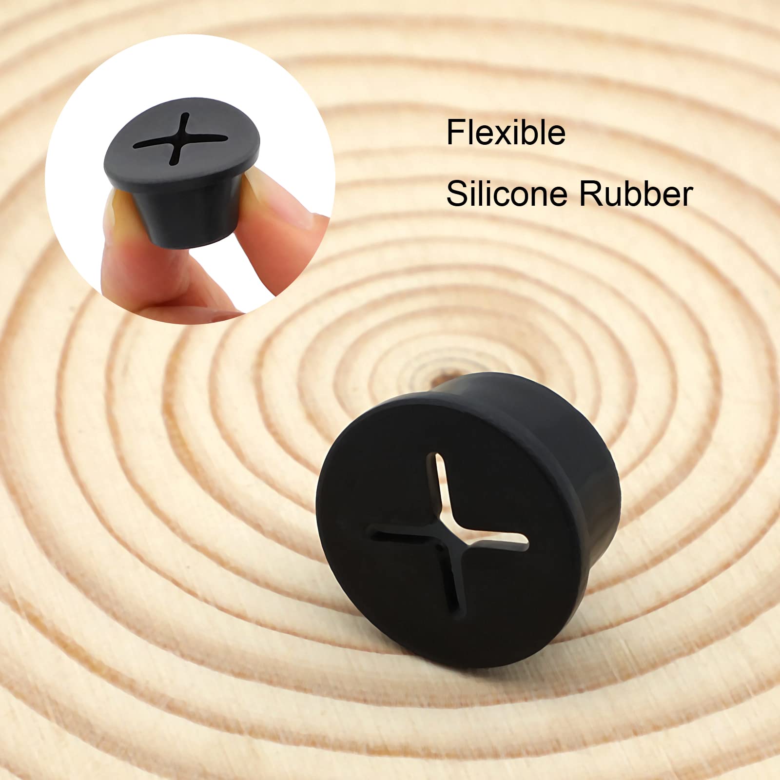 3/4 Inch Flexible Rubber Desk Grommet - 12 Pack Silicone Cable Cord Hole Cover for Wire Management | Perfect for Office Desks, Tables & Furniture Organization