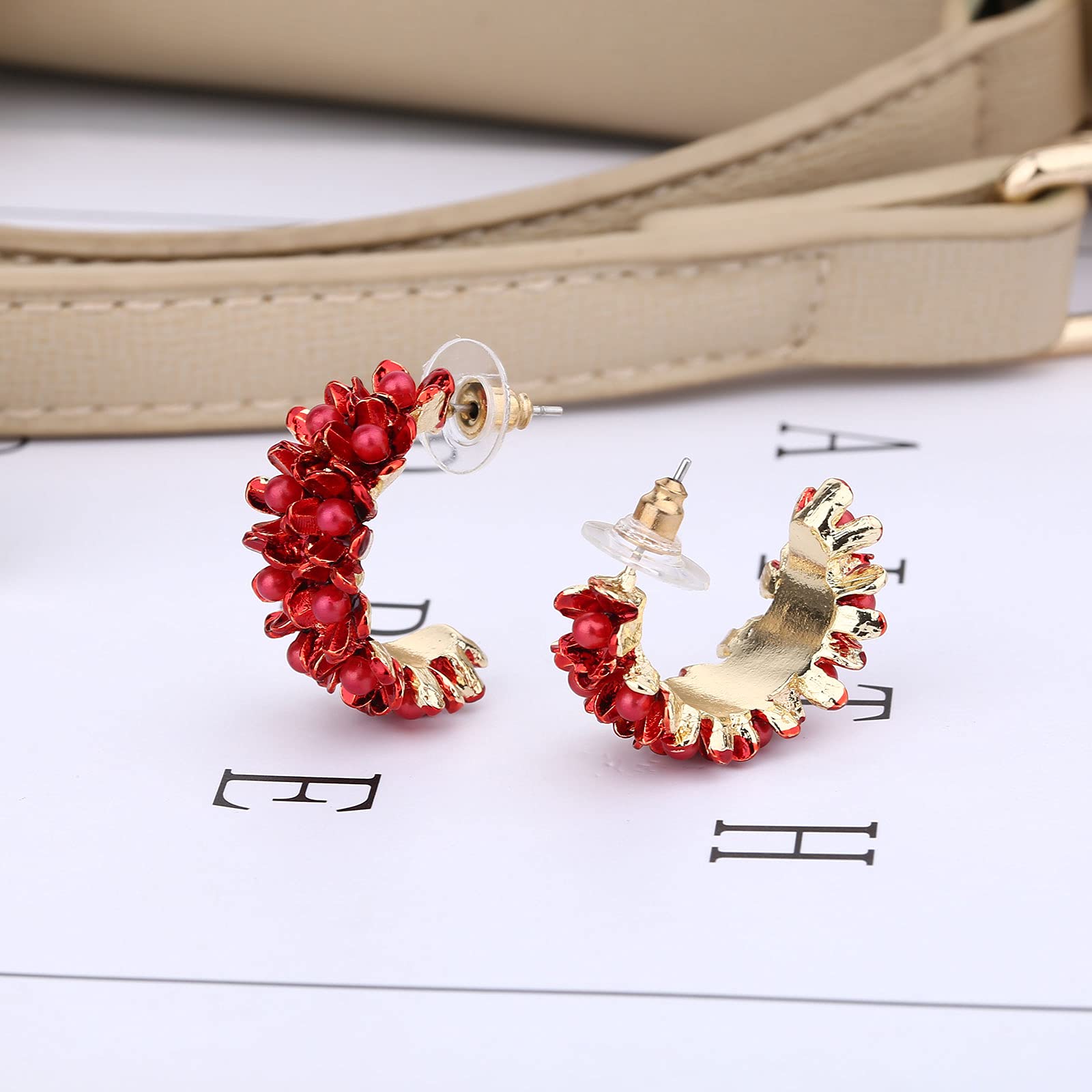 Bohemian Gold Plated Floral Hoop Earrings for Women - Lightweight Stylish Flower Blooming Hoops Jewelry | Perfect for Parties, Weddings & Everyday Wear