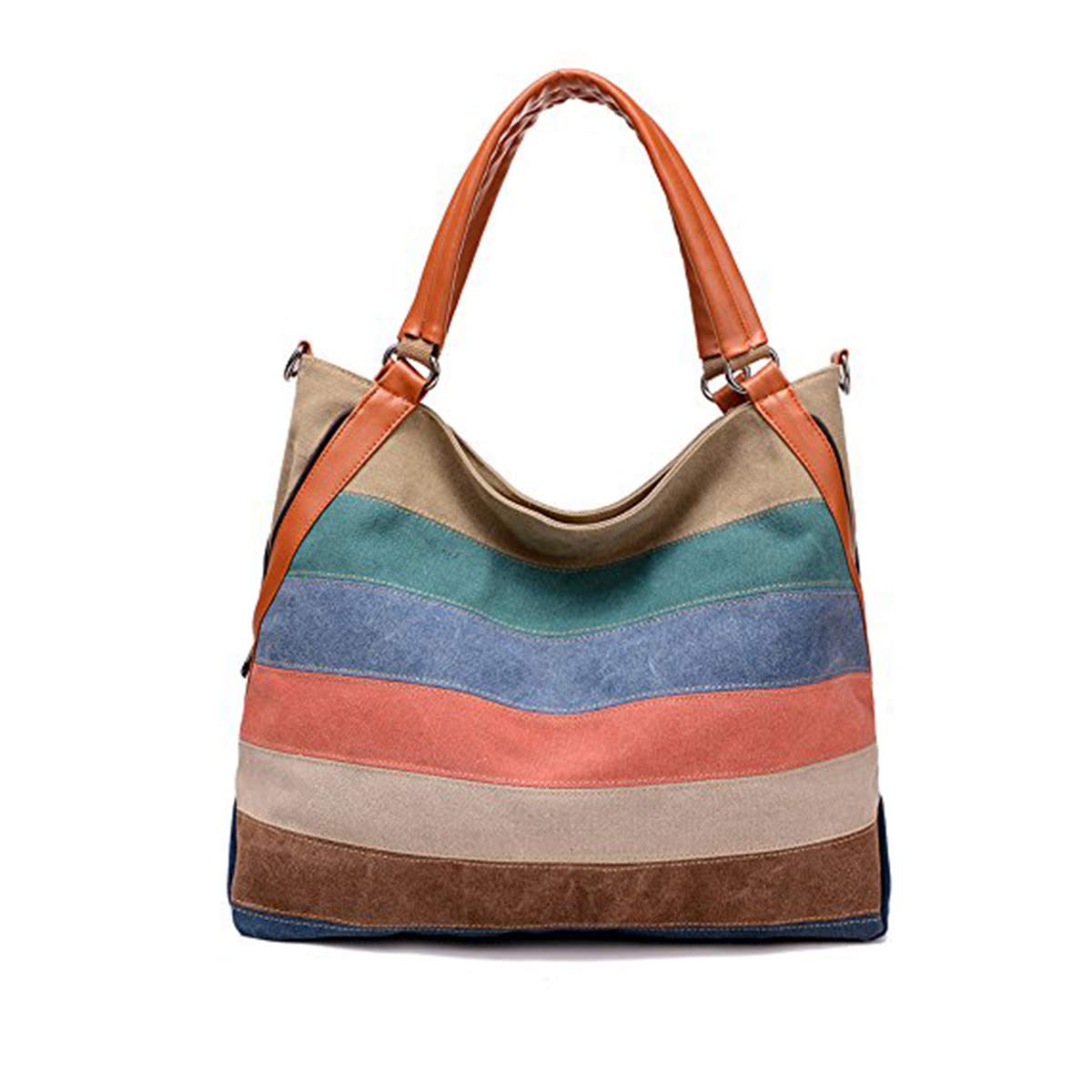 Rainbow Canvas Tote Bag for Women - Large Capacity Casual Beach Shoulder Bag, Fashion Crossbody Shopping Bag | Perfect for Beach Outings, Shopping, Travel & Daily Use