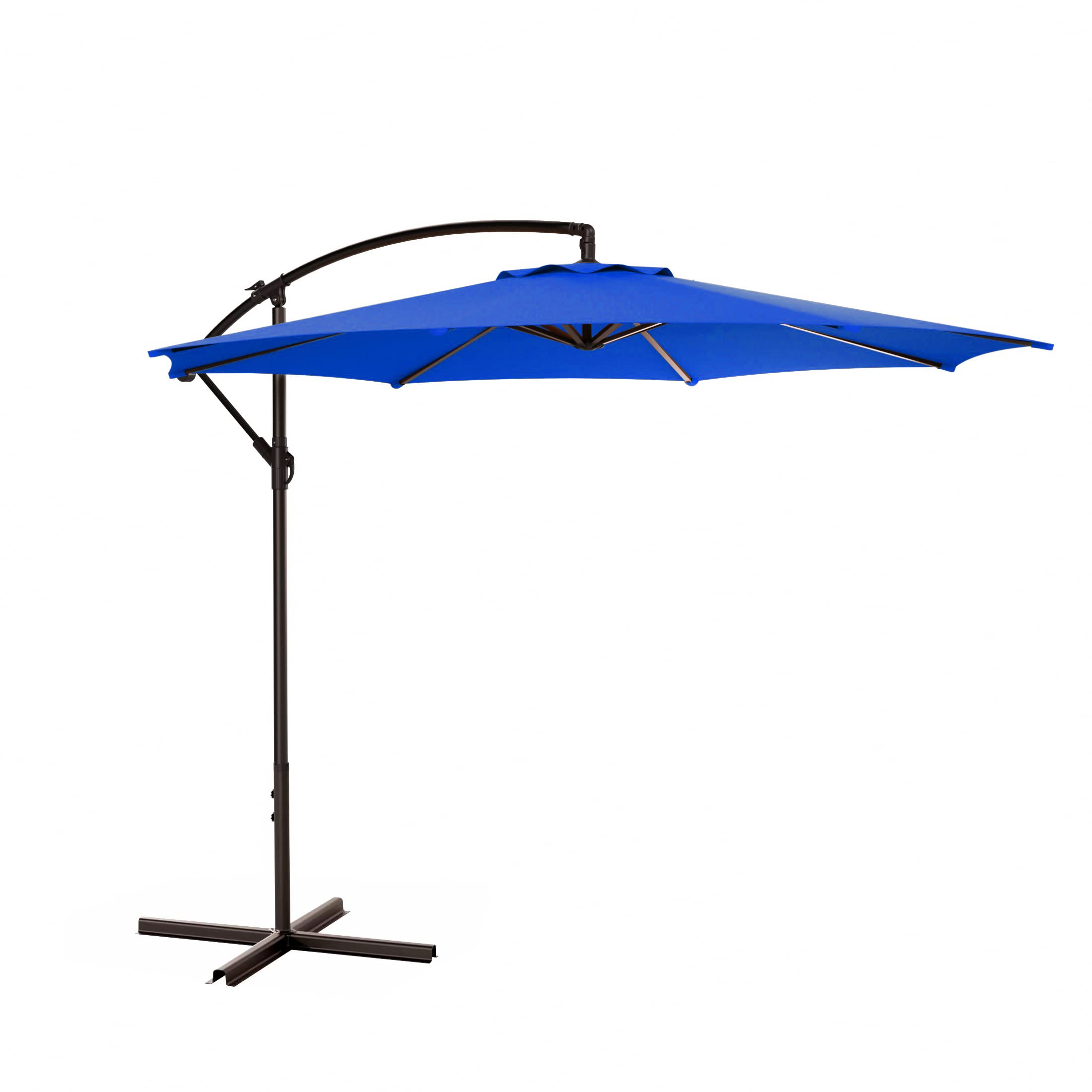 10ft Outdoor Patio Cantilever Umbrella with Stand - 2 Piece Hanging Shade Kit for Backyard, Poolside & Garden - WO Home Furniture