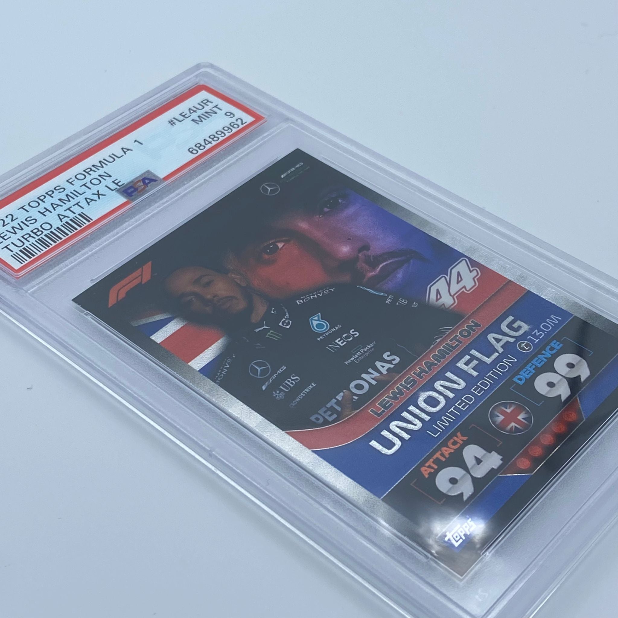 PSA 9 Graded Lewis Hamilton Union Flag #LE4UR Turbo Attax 2022 Limited Edition - Perfect for F1 Collectors, Sports Memorabilia Displays & Racing Enthusiasts