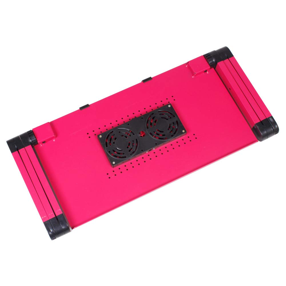 Adjustable Vented Laptop Desk with Mouse Pad & Cooling Fan - Portable Bed Tray, Book Stand, Multi-Functional Workstation (Red, 48x26cm) - Perfect for Home Office, Dorm Room, or Bedside Workspace