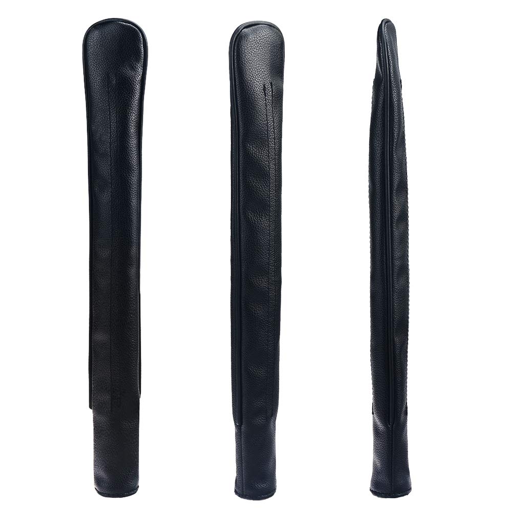 Premium Leather Golf Alignment Stick Cover - Holds 2+ Sticks, Black Golf Training Aid for Driving Range Practice | Perfect for Golf Bag Organization & Swing Training Accessories