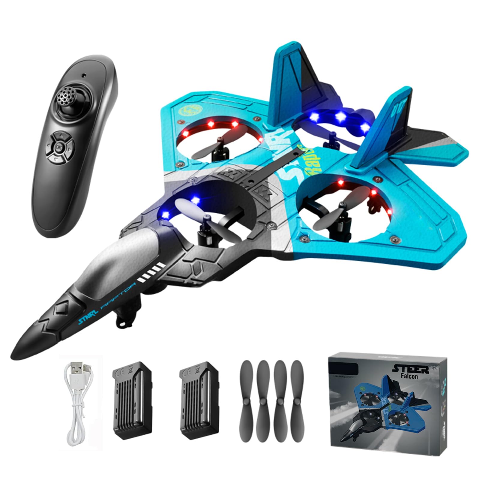 2024 V17 Jet Fighter Stunt RC Airplane - 2.4GHz Remote Control Plane with 360° Flips, Durable Foam Body & 2 Batteries - Best RC Toy for Boys & Beginners - Outdoor Flying, Backyard Play & Birthday Gifts