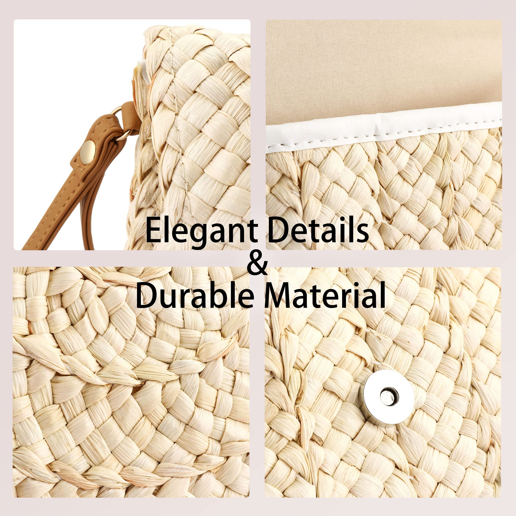 Women's Woven Straw Crossbody Bag - Stylish Retro Shoulder Purse for Beach, Summer & Casual Outings | Eco-Friendly Straw Clutch Handbag for Women