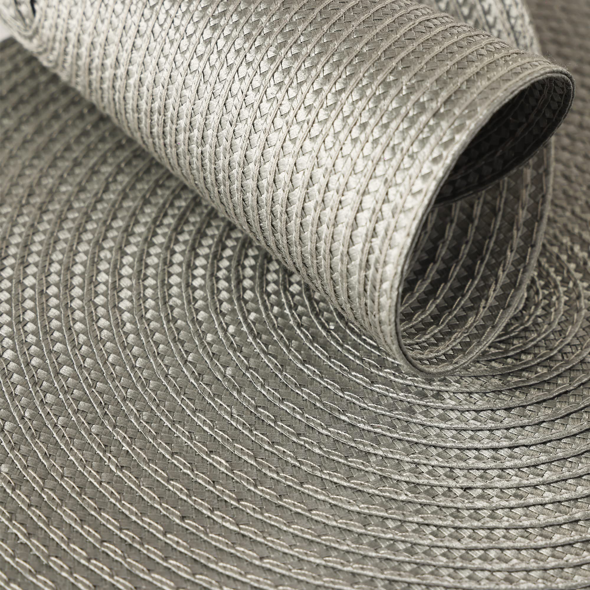 Round Heat-Resistant Anti-Slip Placemats Set of 6 - 12.6 Inch Washable Gray Table Mats for Dining Room, Kitchen & Outdoor Use (32CM) - Perfect for Everyday Meals, Dinner Parties and Picnics