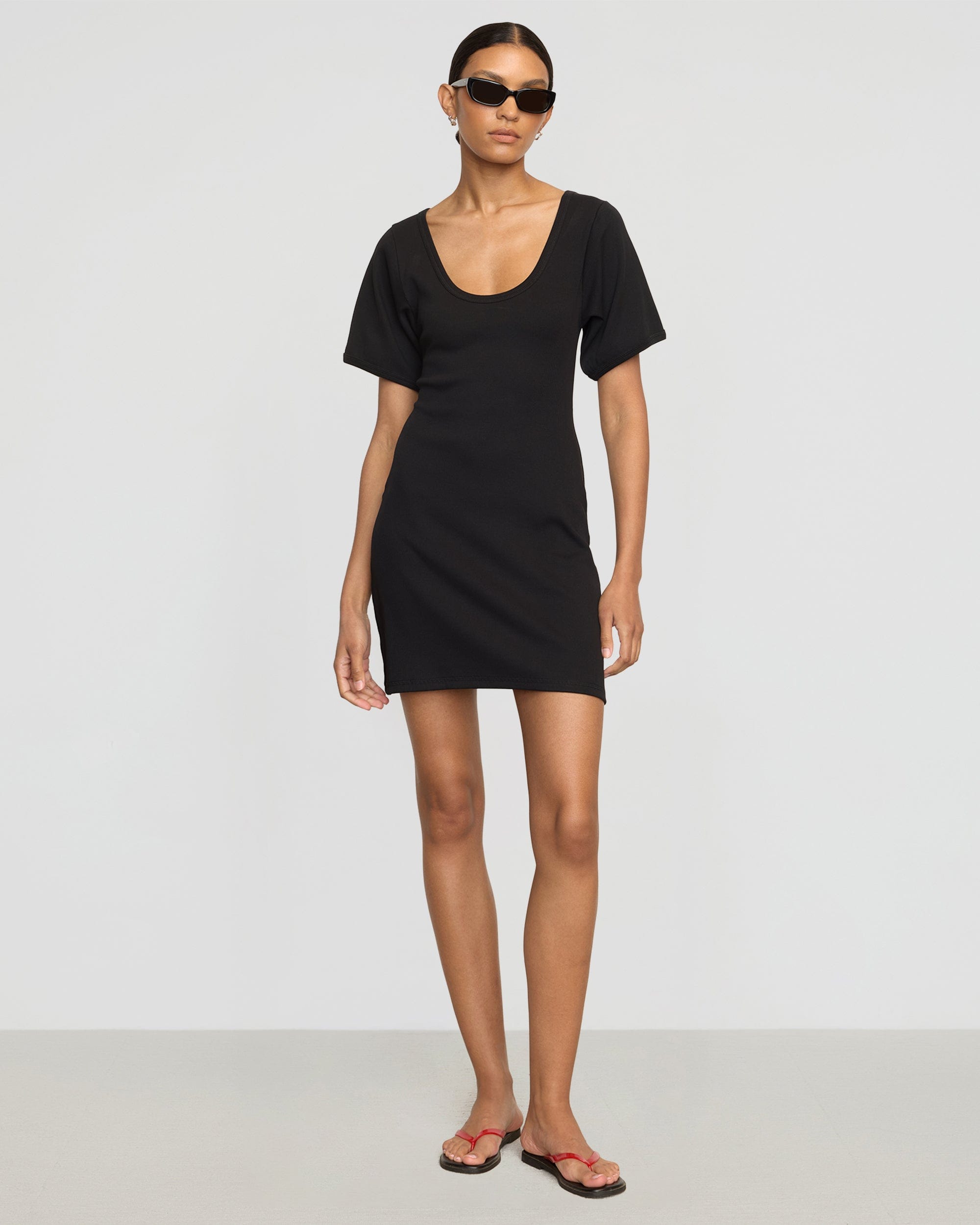 Rae Women's Sculpted Scoop Neck Mini Dress - Sexy Bodycon Party Dress for Night Out, Date Night & Special Occasions