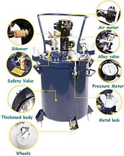 **5 Gallon Pressure Paint Mixer Pot - Pneumatic Paint Mixing Bucket for Air Spray Painting - Ideal for Automotive, Industrial & DIY Coating Projects**