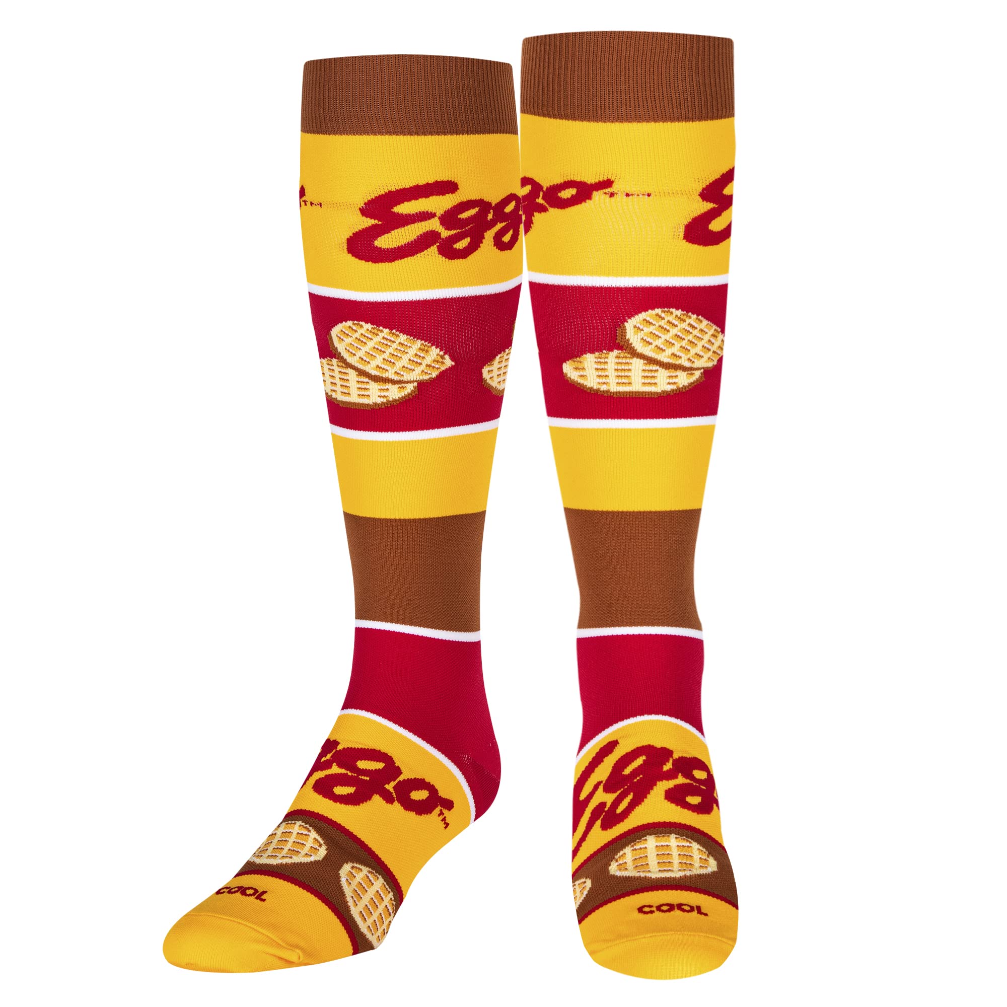 Fun Novelty Knee High Compression Socks for Women & Men - Cool Patterned Socks with Eggo Waffles Design - Perfect for Workout, Running, Yoga & Casual Wear