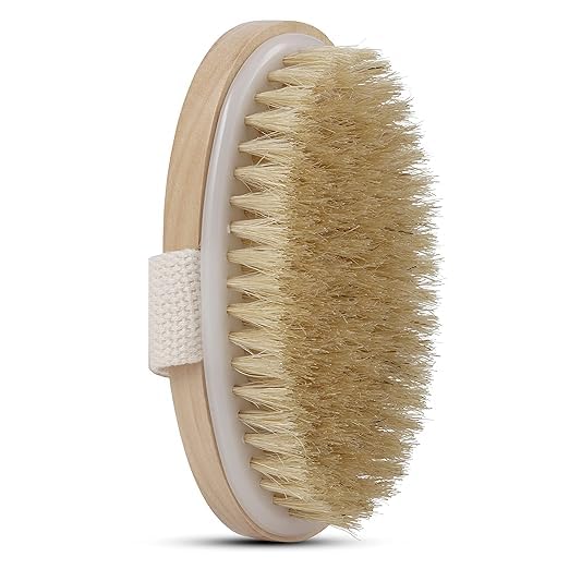 BANIRA Dry Skin Body Brush - Gentle Exfoliating Loofah Scrubber for Dead Skin Removal, Wooden Bath Brush for Smooth & Soft Skin - Perfect for Shower, Spa & Self-Care Routine