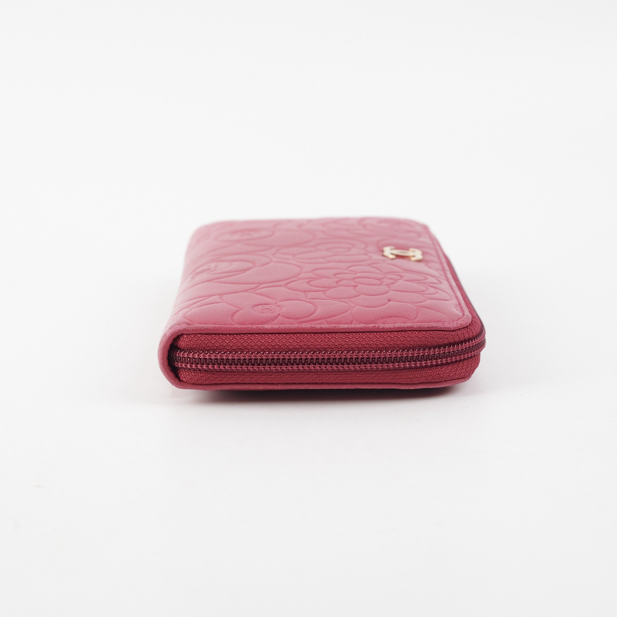 Chanel Long Zip Camelia Dark Pink Wallet - Luxury Designer Womens Wallet for Everyday Use & Special Occasions