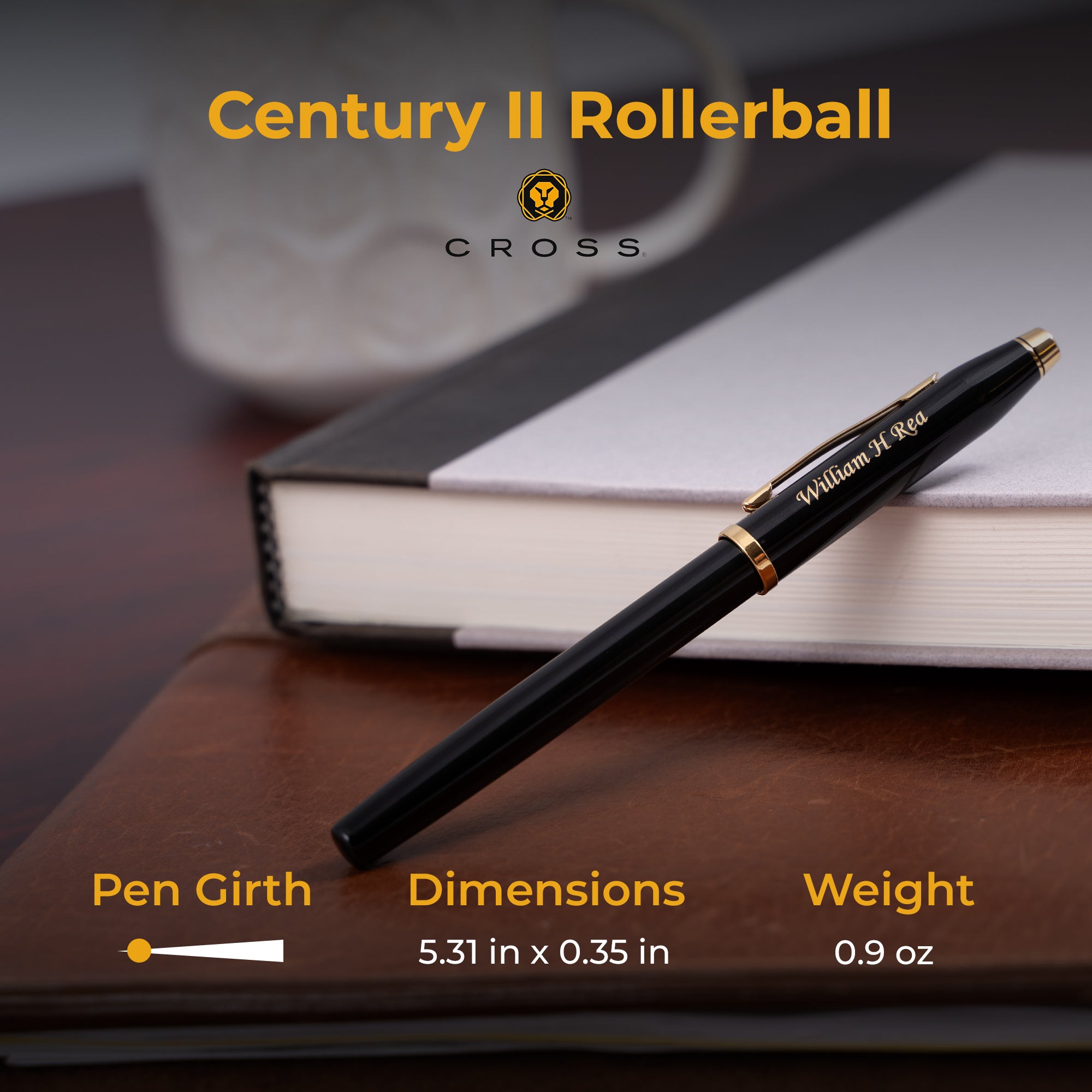 Cross Century II Rollerball Pen - Premium Black Lacquer Finish | Elegant Writing Instrument for Office, Business & Gift Giving