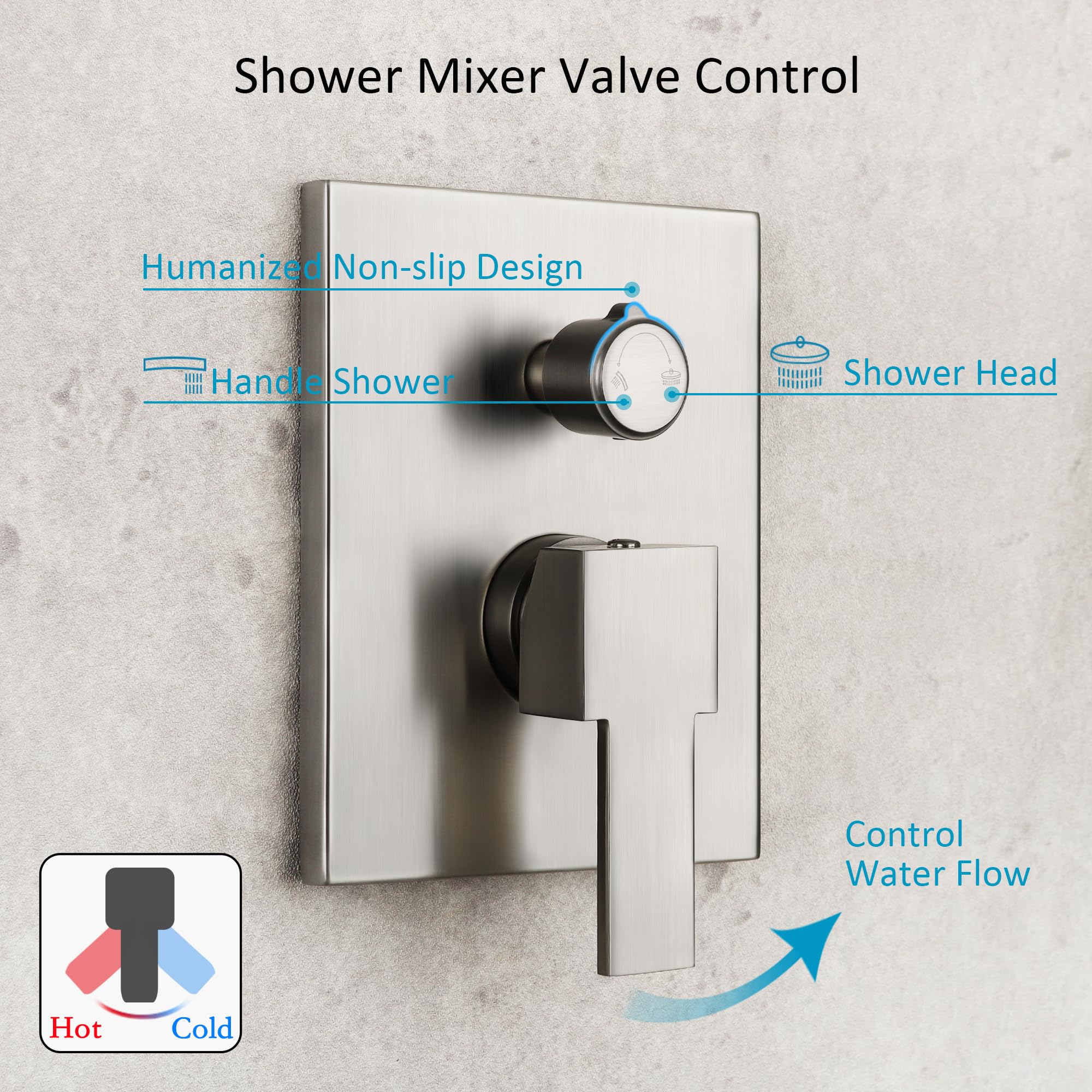SKOWLL Rainfall Shower System with Handheld Shower Head - 10 Inch Solid Brass Pressure Balancing Mixer Valve, Wall Mounted Shower Combo in Brushed Nickel - Perfect for Luxurious Spa-Like Bathroom Experience & Water-Saving Home Upgrade