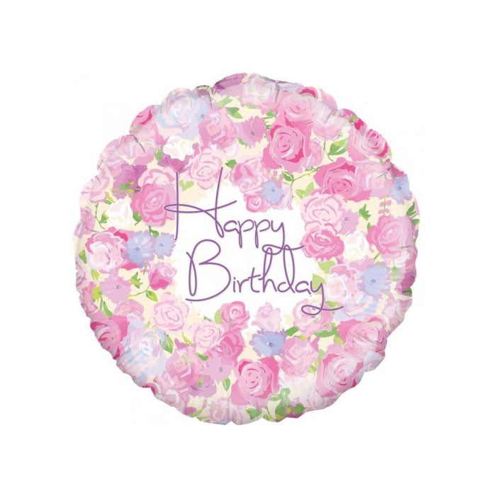 18 Happy Birthday Foil Balloons - Floral Design Party Decorations for Birthday Celebrations, Baby Showers & Special Events