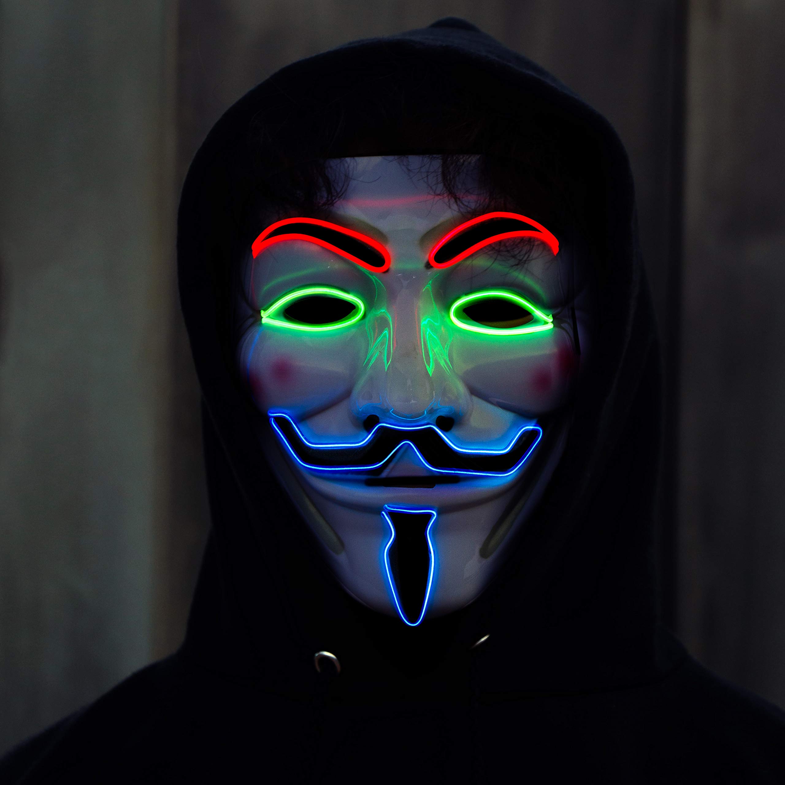 V for Vendetta Mask - Anonymous Guy Fawkes Halloween Costume Mask for Cosplay, Protests & Hacker Themed Parties - Black Latex Full Face Cover