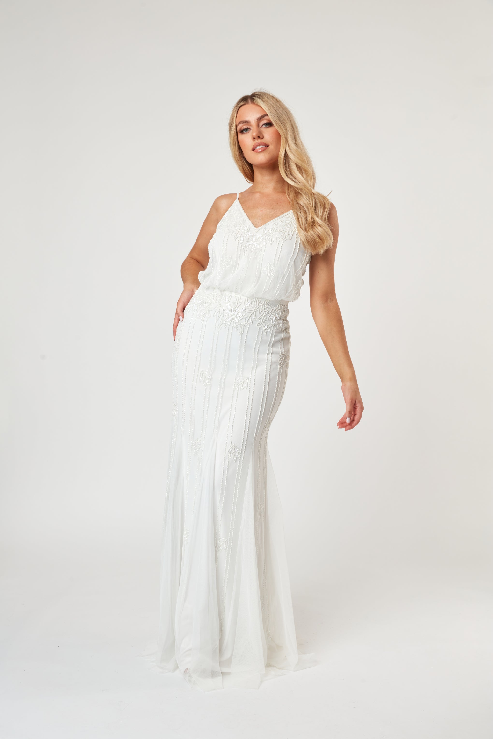 Elegant White Keeva Wedding Dress for Bride – Perfect for Church Ceremony, Beach Wedding & Formal Reception