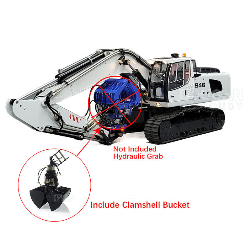 MTMODEL 1/14 Scale 946 Metal RC Hydraulic Excavator - Wireless Remote Control Construction Toy with 2 Arms, Clamshell Bucket & Ripper Attachment | Perfect for Construction Enthusiasts, Collectors & RC Hobbyists | Great for Outdoor Play, Sandbox Activities & DIY Construction Projects