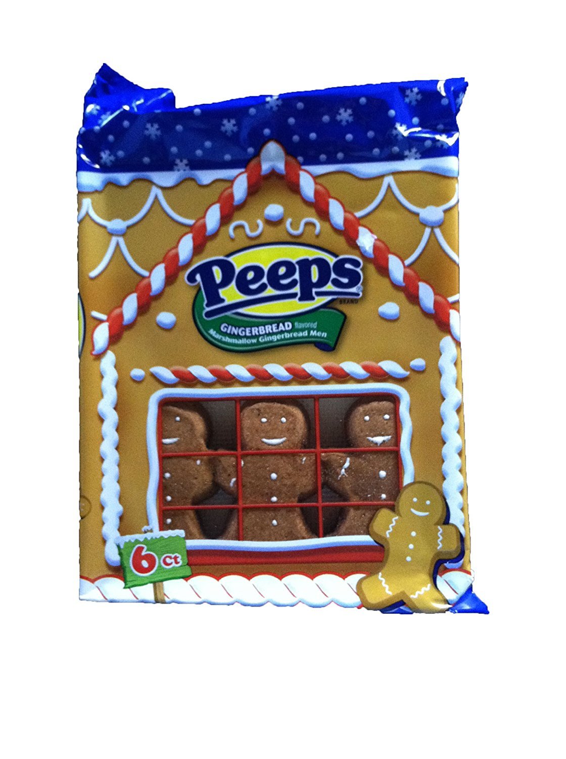 Peeps Gingerbread Flavored Marshmallow Men Candy - 6 Count (5 Packs) | Holiday Treats, Christmas Stocking Stuffers & Party Favors