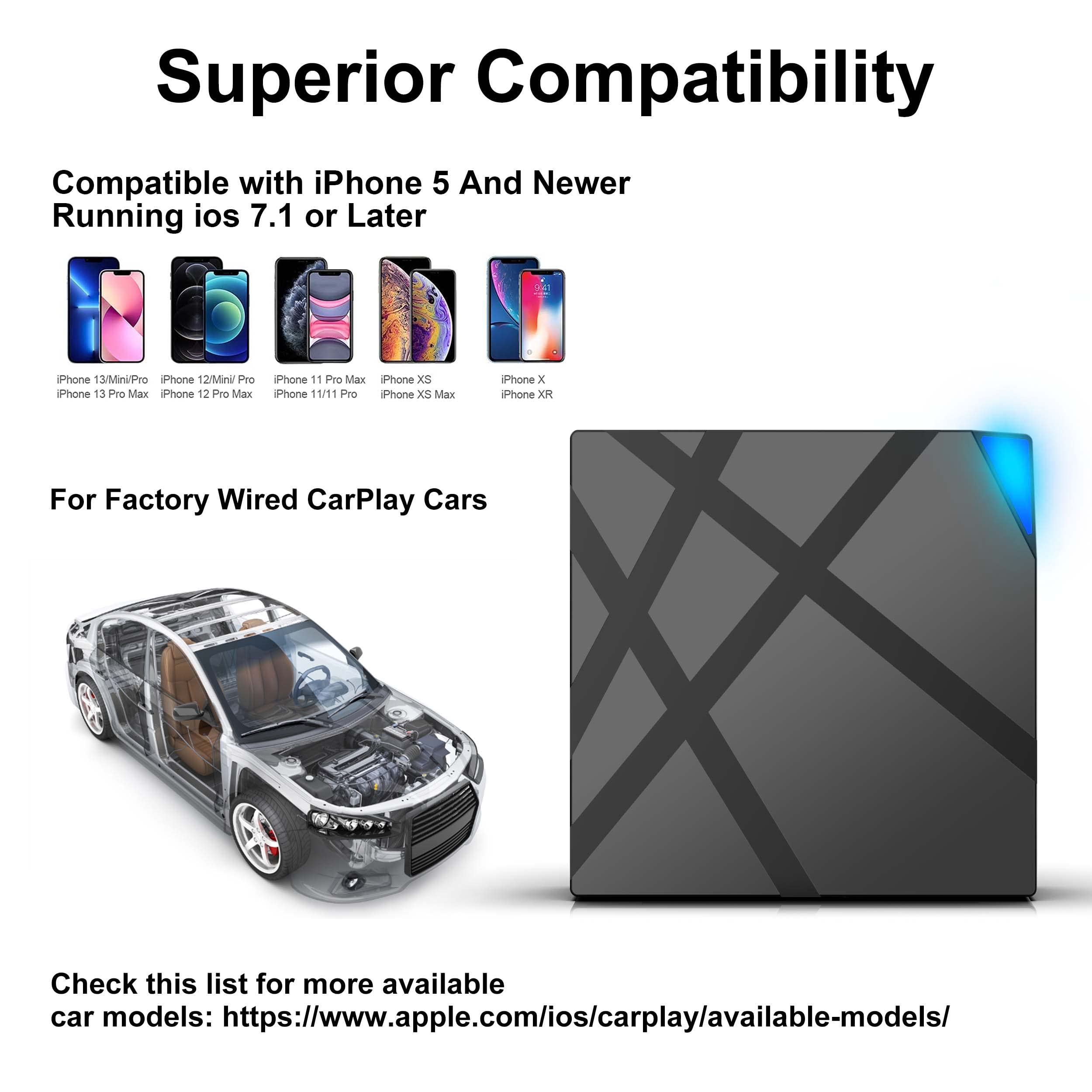 Wireless CarPlay Adapter 6.0 - Plug & Play 5.8Ghz Fast Transmission for iPhone - Convert Wired to Wireless CarPlay - Perfect for Commuting, Road Trips & Hands-Free Driving