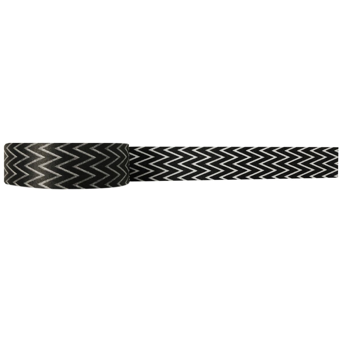 Wrapables Striped Japanese Washi Masking Tape - Black Zigzag Pattern Decorative Tape for Scrapbooking, Journaling, Gift Wrapping & DIY Crafts