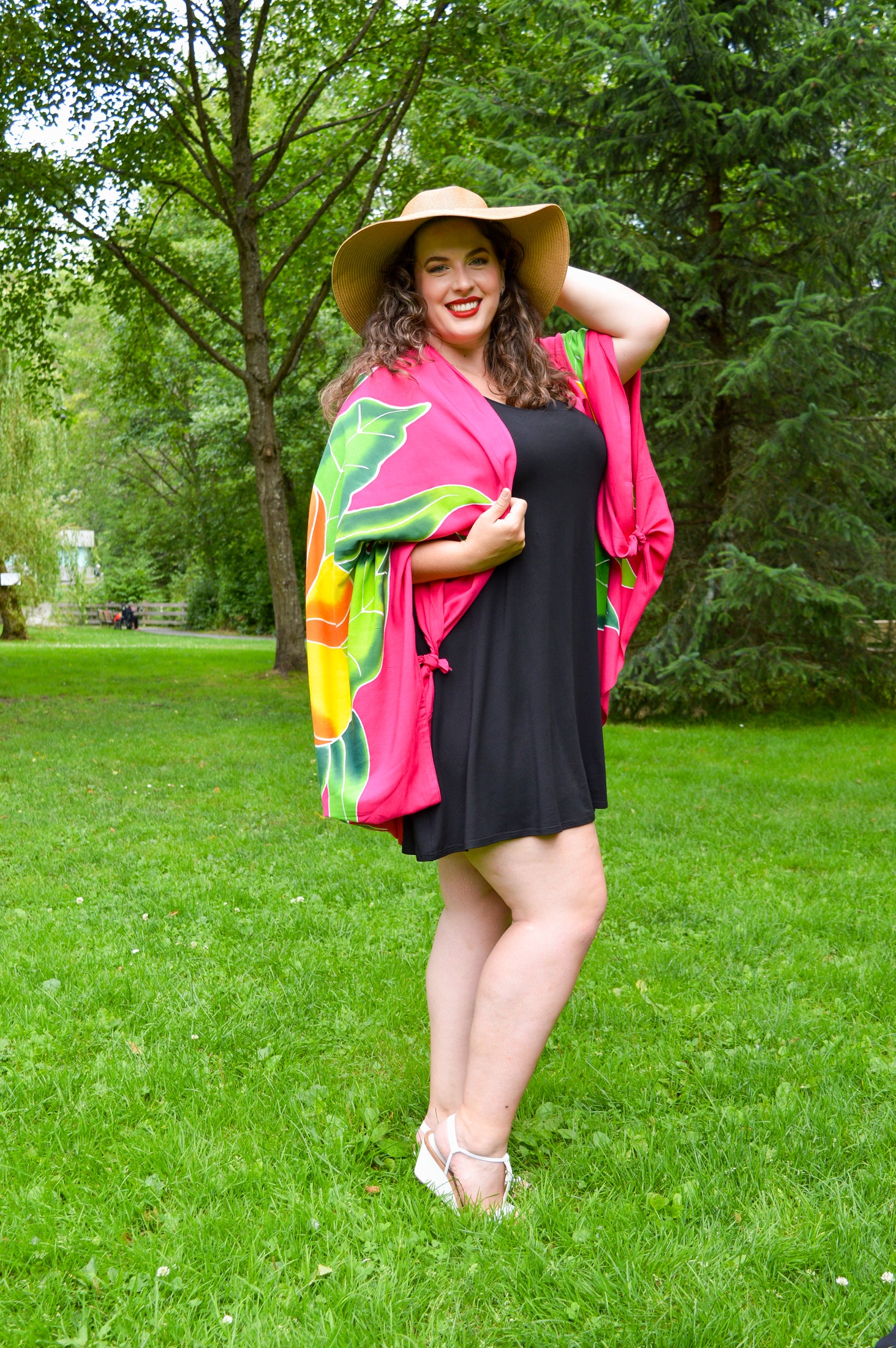 Hand Painted Orange Hibiscus Sarong - Tropical Beach Wrap, Summer Cover Up, Boho Fashion Accessory for Women - Perfect for Vacations, Pool Parties & Resort Wear