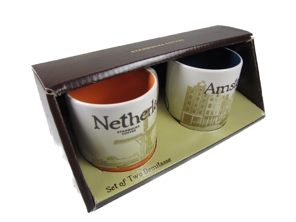 Starbucks Demitasse Mugs - Collectible Dutch Amsterdam Design Coffee Cups - Perfect for Espresso, Tea & Home Decor Gifts