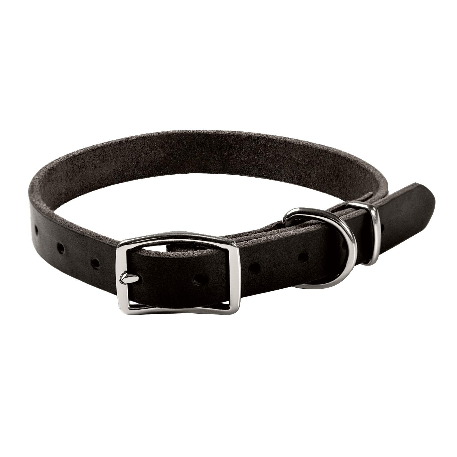 Premium Black Leather Dog Collar for Small Dogs - Classic Soft Heavy Duty Handmade Top-Grain Leather Pet Collar - Perfect for Walking, Training, Hiking & Outdoor Adventures