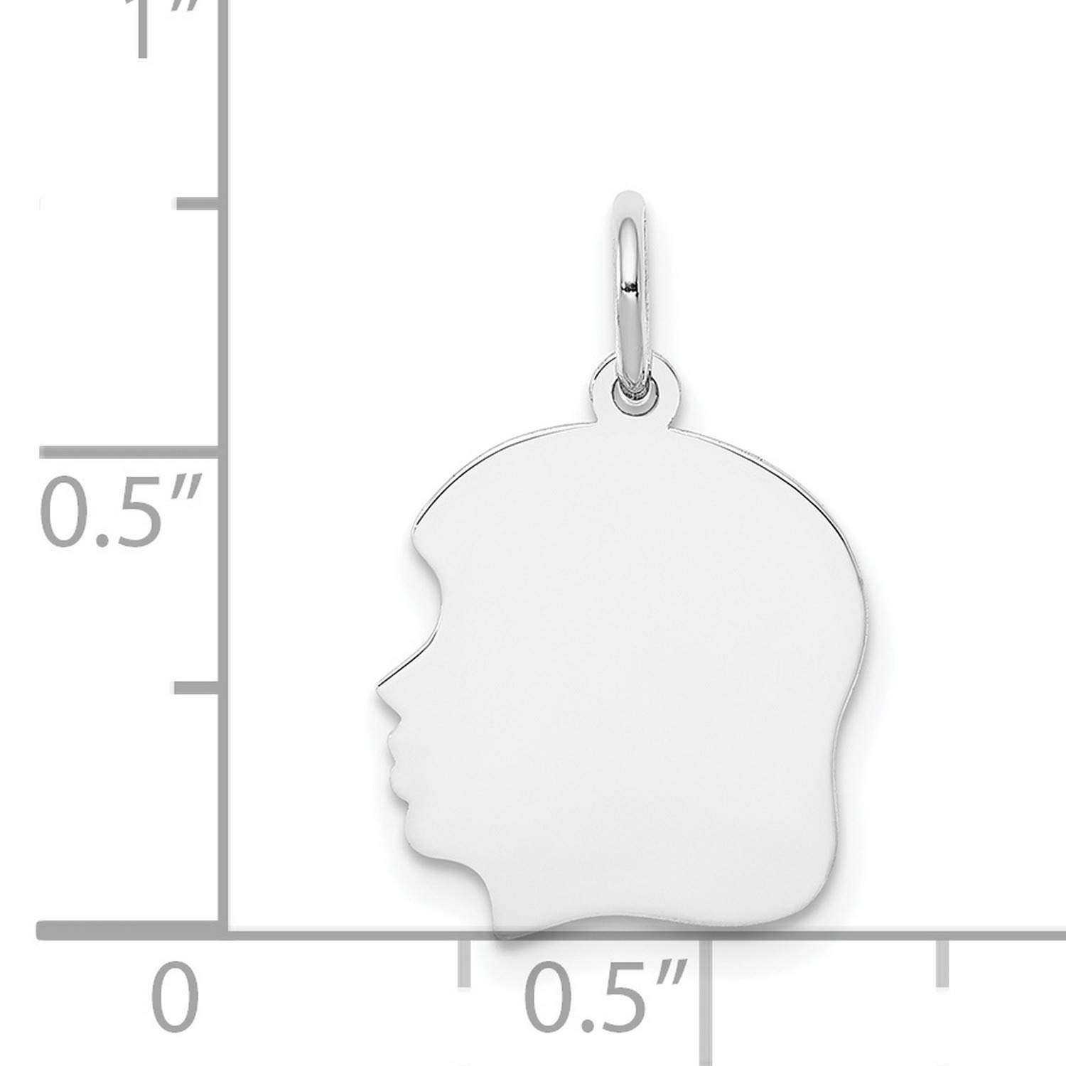 14K White Gold Engravable Girl Charm - 18mm x 13mm Medium Left-Facing Pendant for Necklace, Bracelet & Jewelry Making | Perfect Gift for Birthdays, Anniversaries & Special Occasions