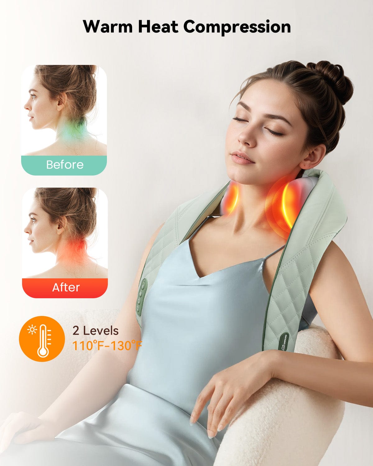 Snailax Cordless 4D Deep Tissue Kneading Neck Shoulder Massager with Heat - Shiatsu Back Massager Pillow for Neck, Shoulder Pain Relief - Perfect for Home, Office, and Car Use