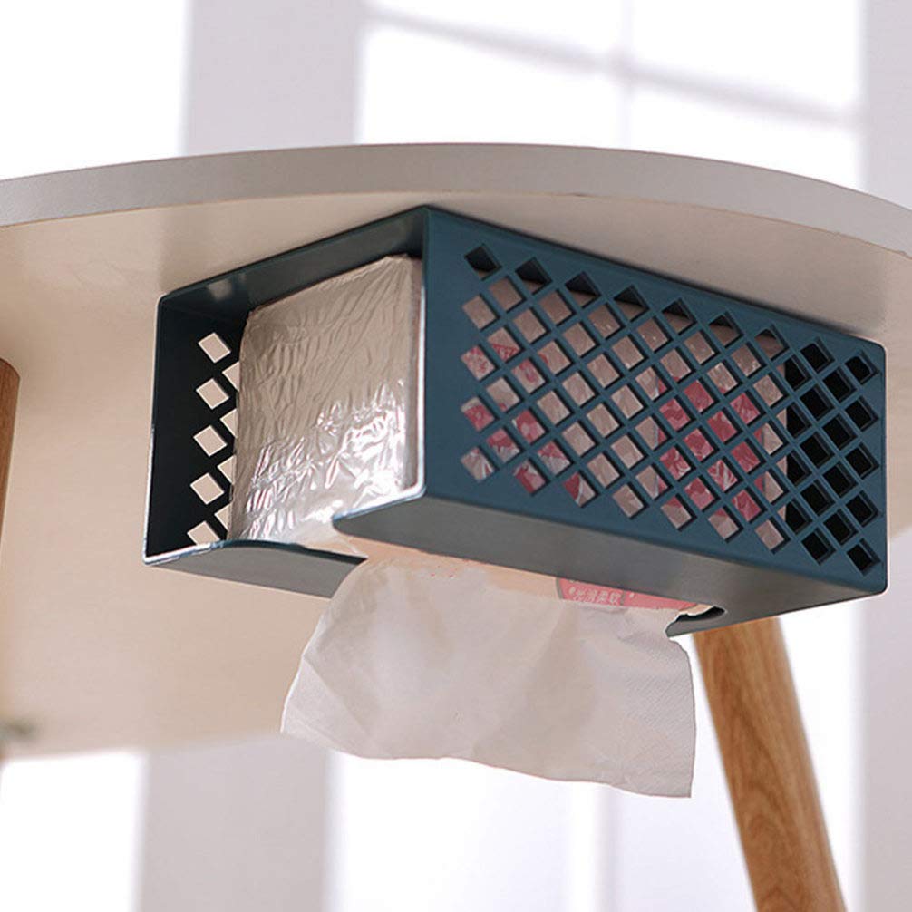 Wall Mounted Tissue Box Holder - Blue Bathroom & Kitchen Organizer for Home Use
